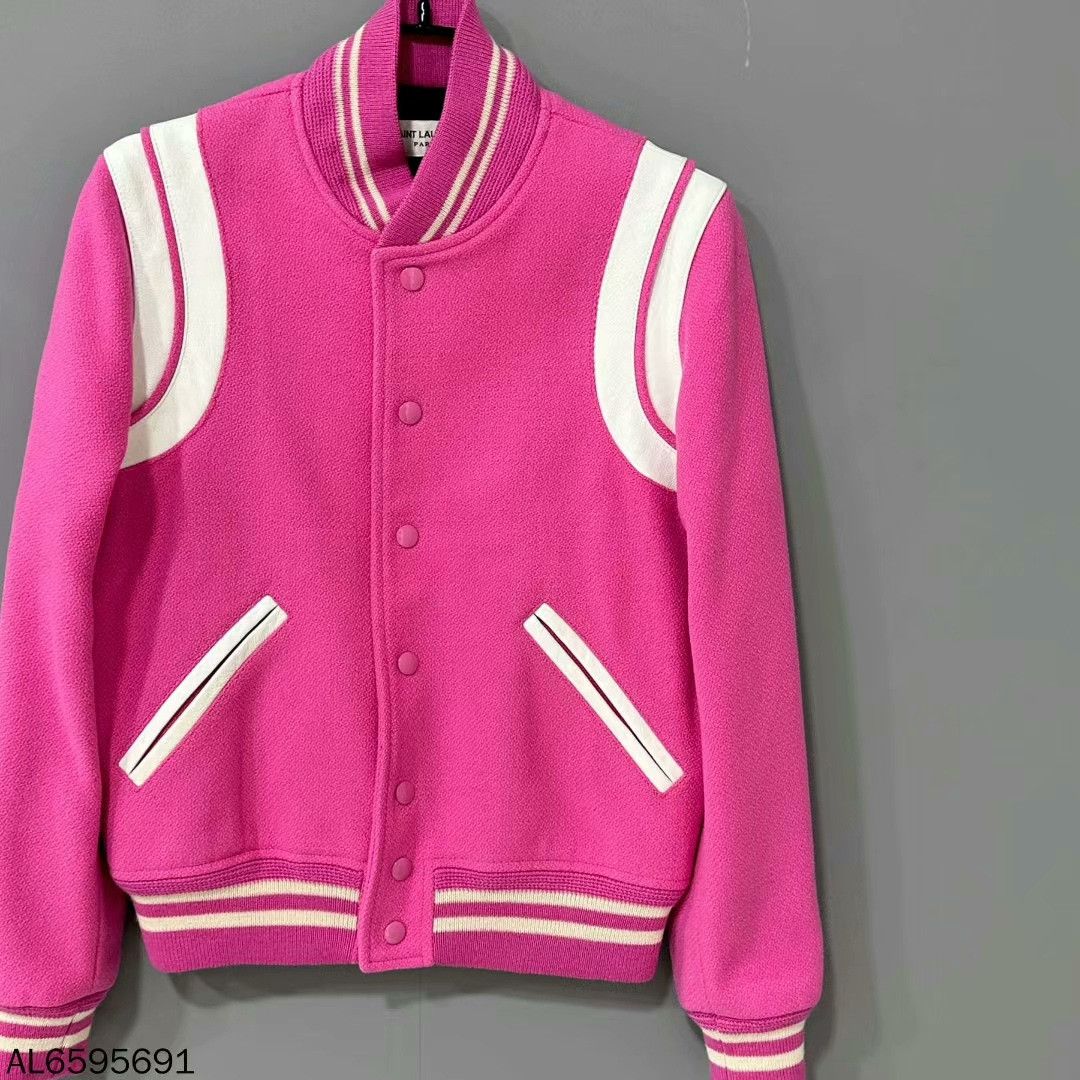 Saint Laurent Paris Pink Saint Laurent Paris Baseball Jacket Size S / US 4 / IT 40 - 2 Thumbnail