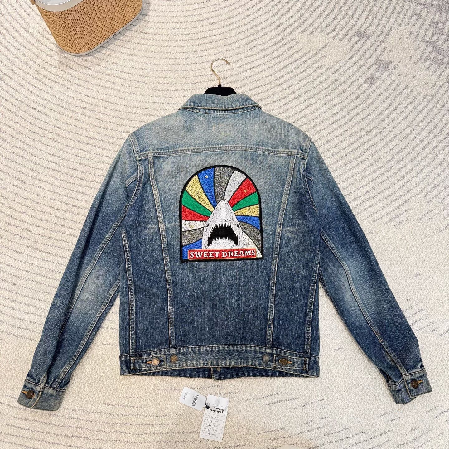 Saint Laurent Paris Saint Laurent Blue Denim Shark Embroidery Jacket Size US L / EU 52-54 / 3 - 2 Thumbnail