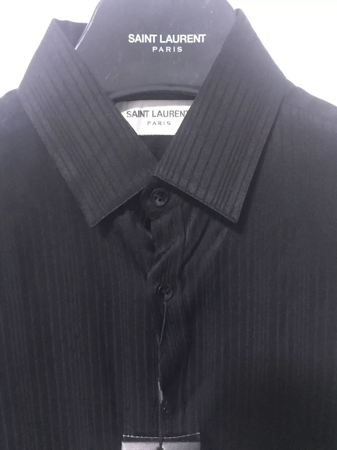 Saint Laurent Paris Saint Laurent Black Ribbed Silk Shirt Size US M / EU 48-50 / 2 - 2 Thumbnail