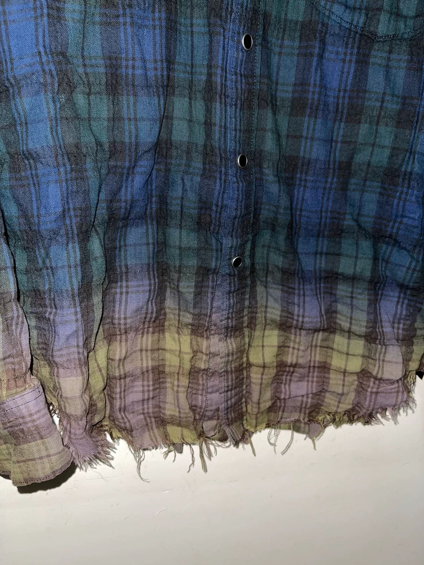 Saint Laurent Paris Saint Laurent Paris Blue Gradient Plaid Shirt Size US S / EU 44-46 / 1 - 3 Thumbnail