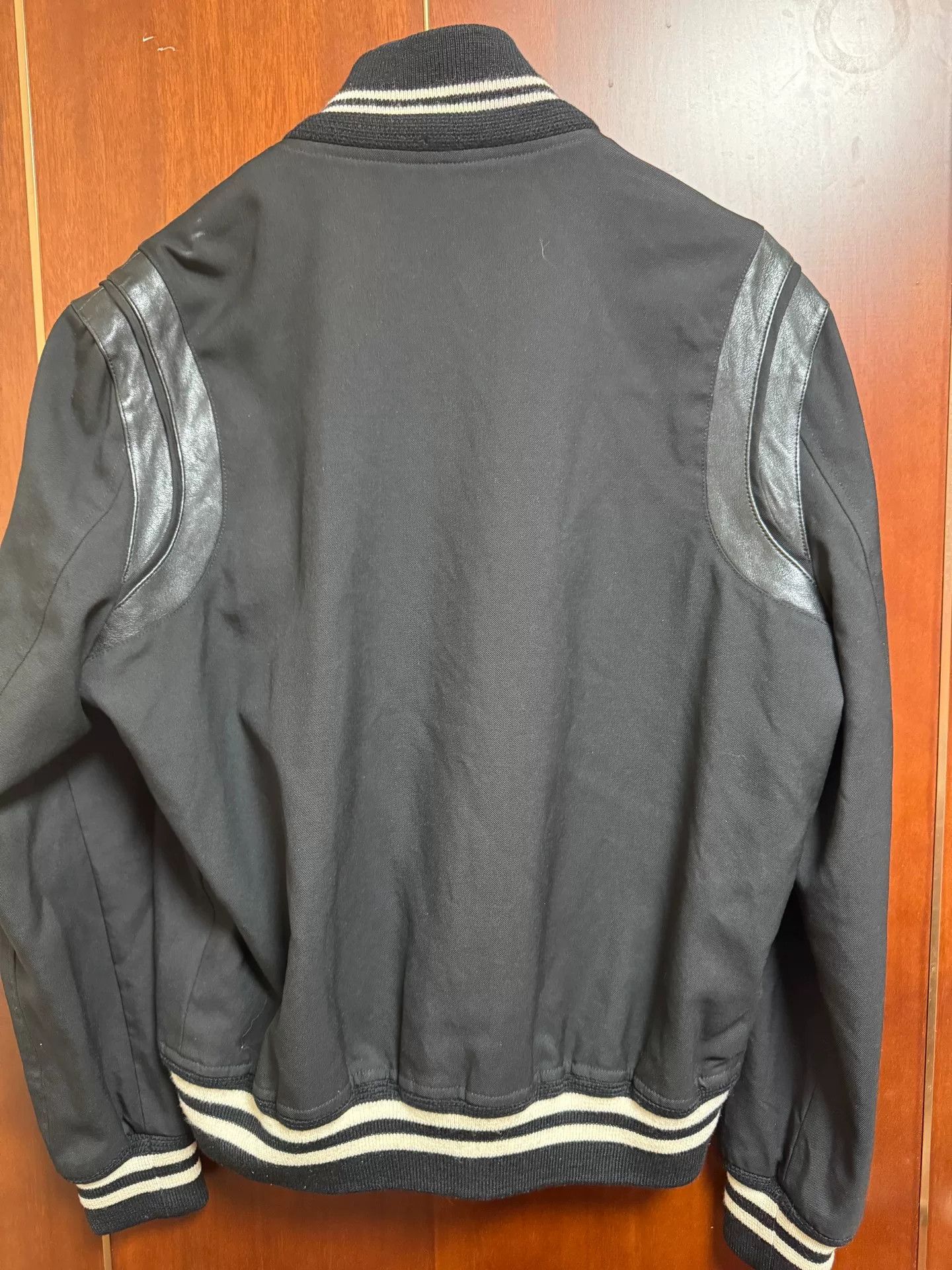 Saint Laurent Paris Saint Laurent Black Wool Leather Jacket Size US M / EU 48-50 / 2 - 2 Thumbnail
