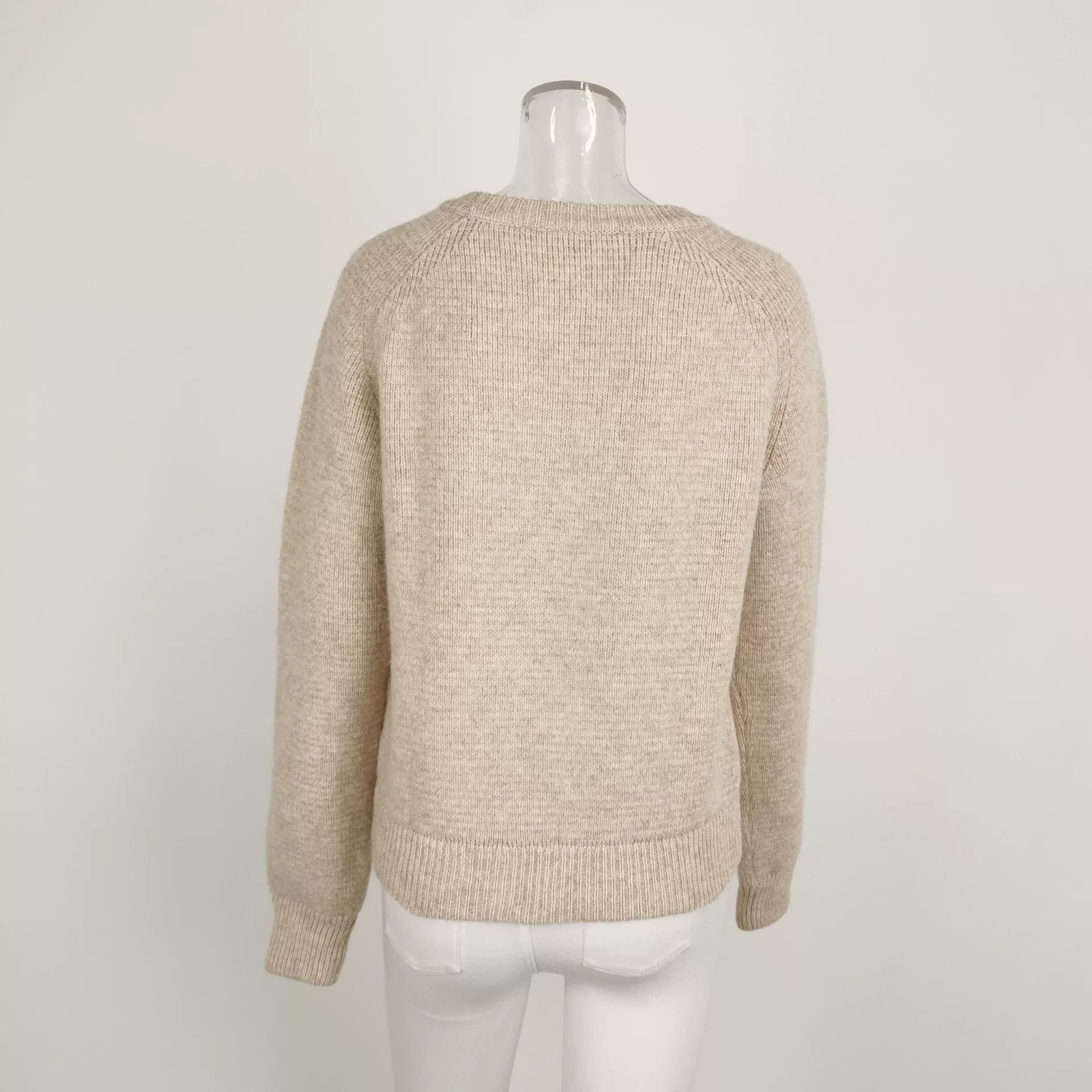 Saint Laurent Paris Saint Laurent Beige Ribbed Crew Neck Sweater Size US L / EU 52-54 / 3 - 3 Thumbnail