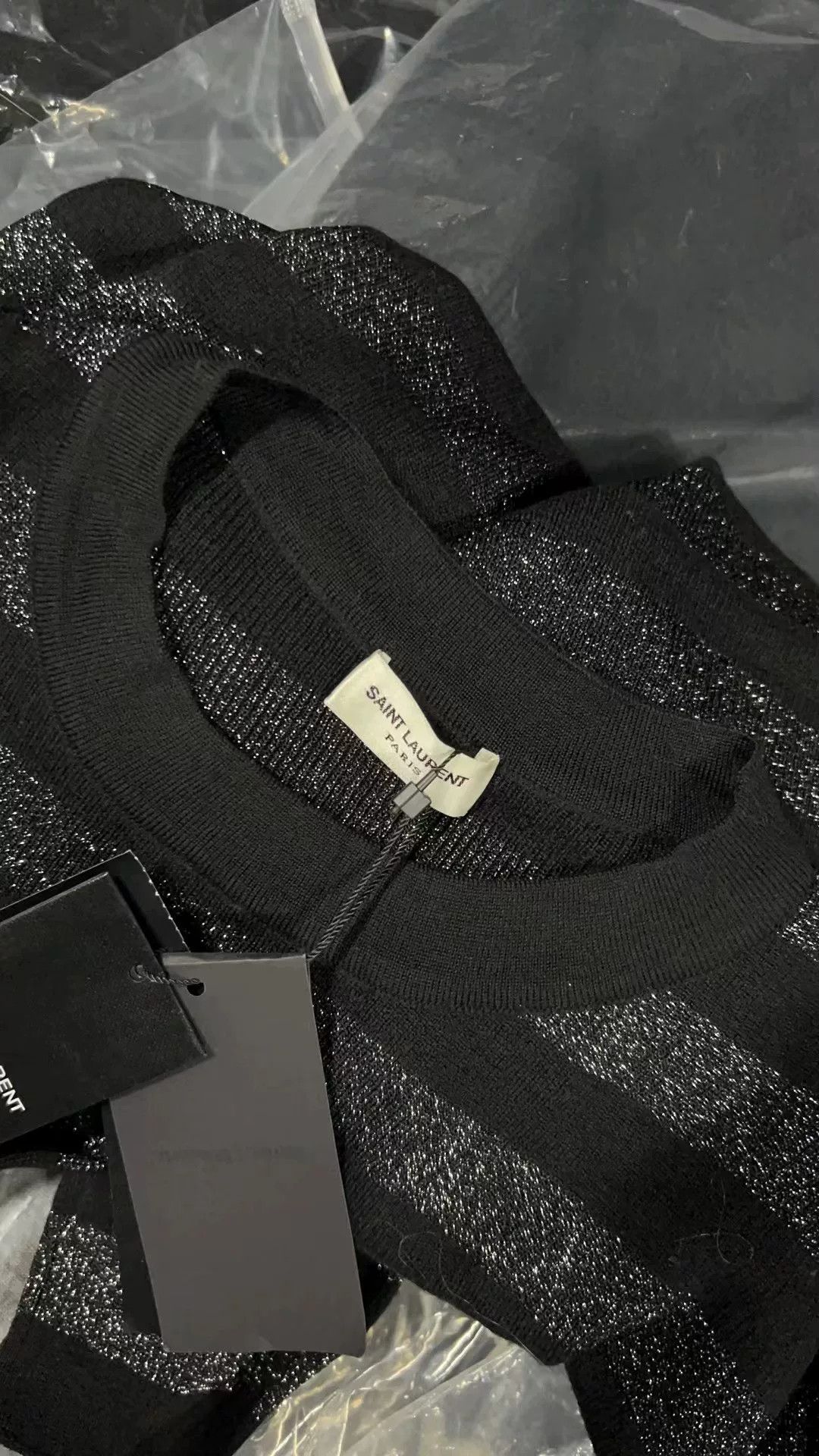 Saint Laurent Paris Saint Laurent Silver Black Striped Sweater Size US S / EU 44-46 / 1 - 5 Thumbnail