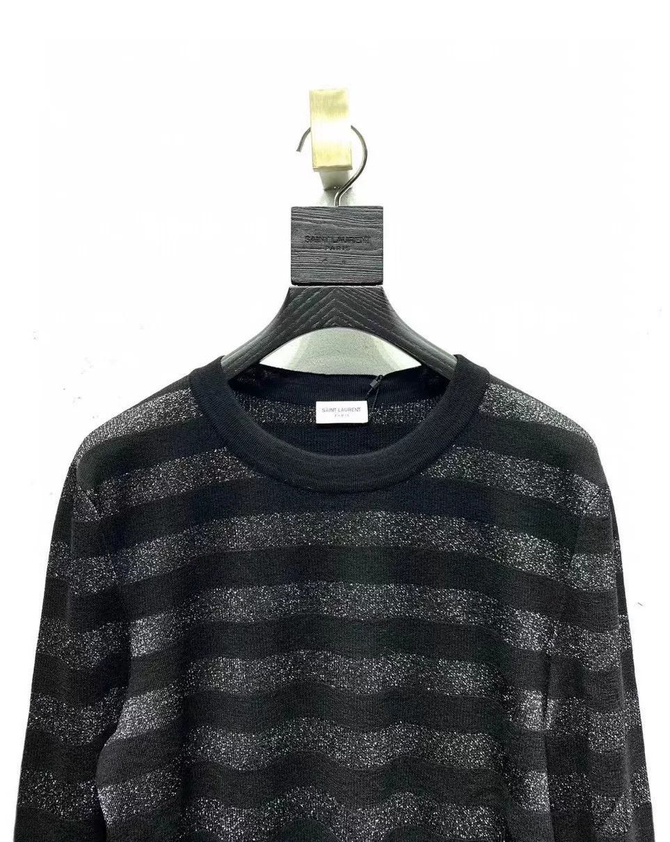 Saint Laurent Paris Saint Laurent Silver Black Striped Sweater Size US S / EU 44-46 / 1 - 3 Thumbnail