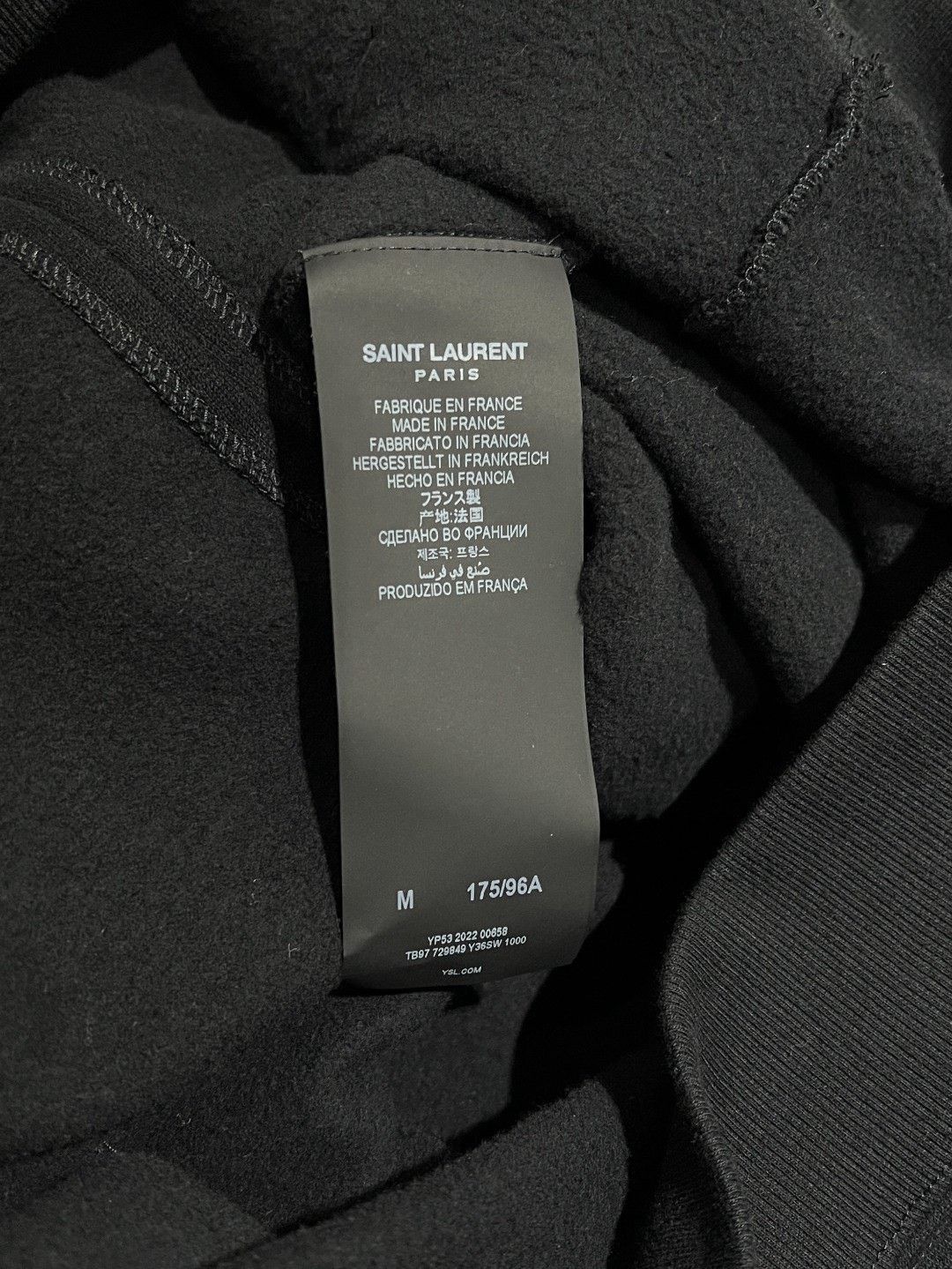 Saint Laurent Paris Saint Laurent Black Cotton Hoodie Size US M / EU 48-50 / 2 - 7 Thumbnail