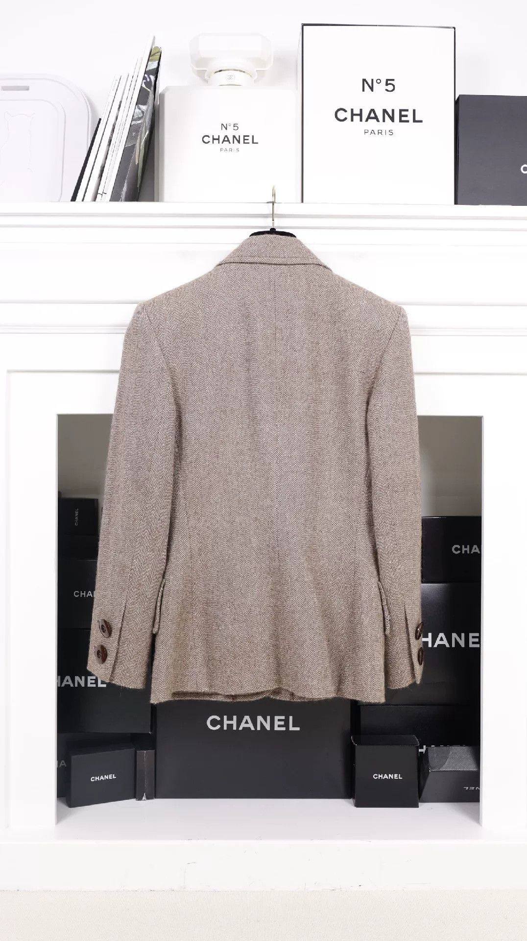Saint Laurent Paris YSL Brown Herringbone Tweed Blazer Size M / US 6-8 / IT 42-44 - 2 Thumbnail