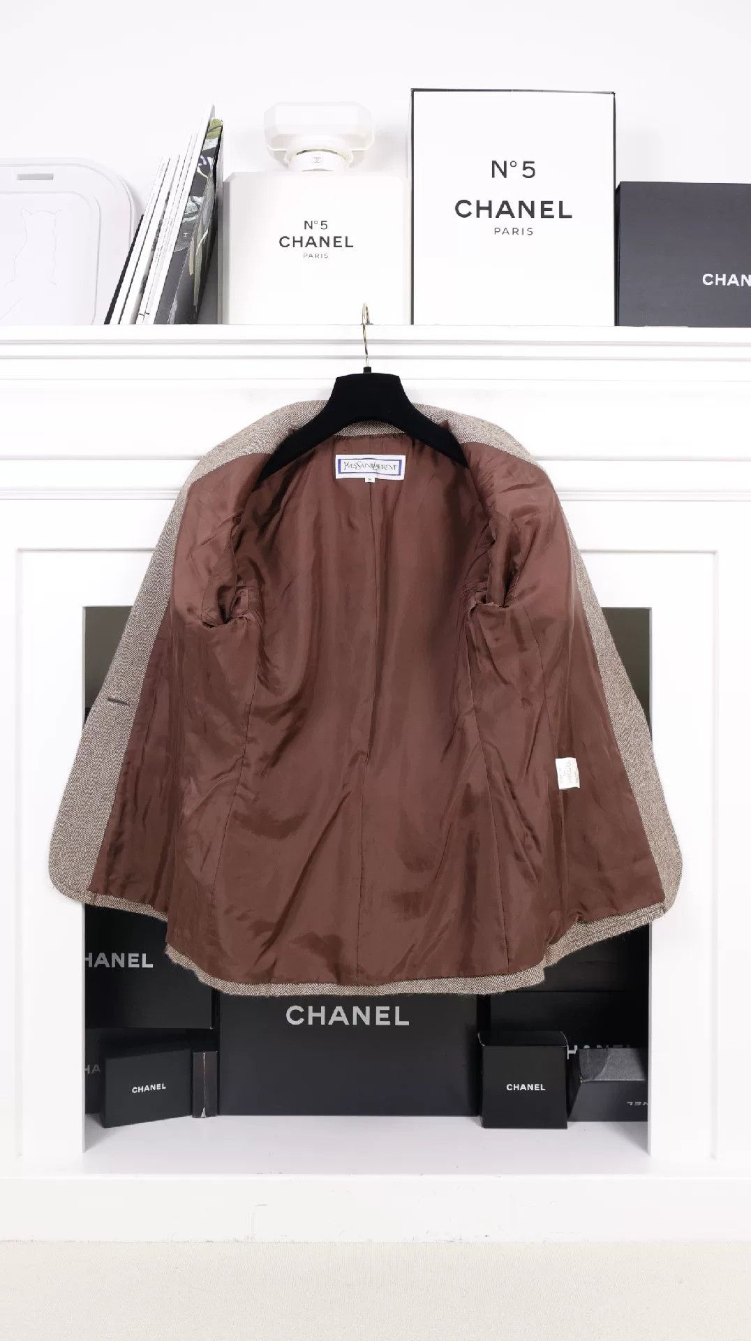 Saint Laurent Paris YSL Brown Herringbone Tweed Blazer Size M / US 6-8 / IT 42-44 - 8 Thumbnail