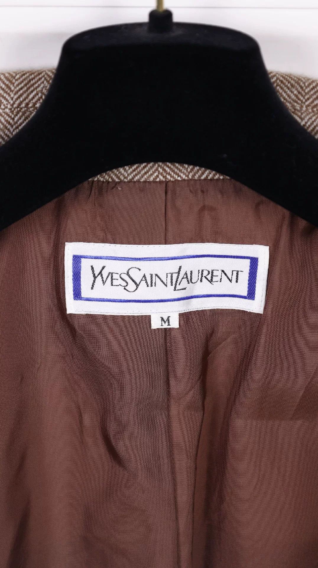 Saint Laurent Paris YSL Brown Herringbone Tweed Blazer Size M / US 6-8 / IT 42-44 - 9 Thumbnail