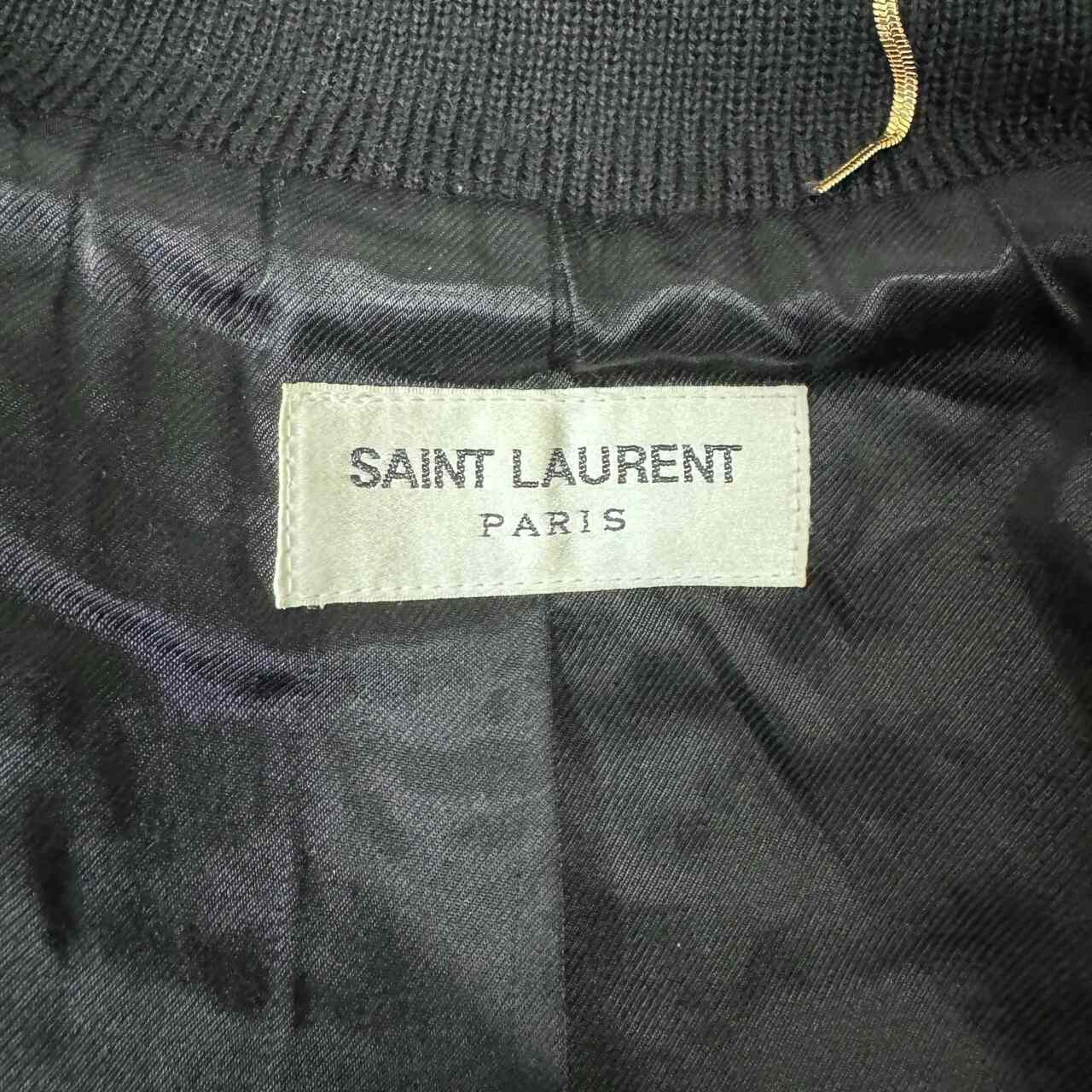 Saint Laurent Paris Saint Laurent Black Leather Sleeve Varsity Jacket Size US M / EU 48-50 / 2 - 3 Thumbnail