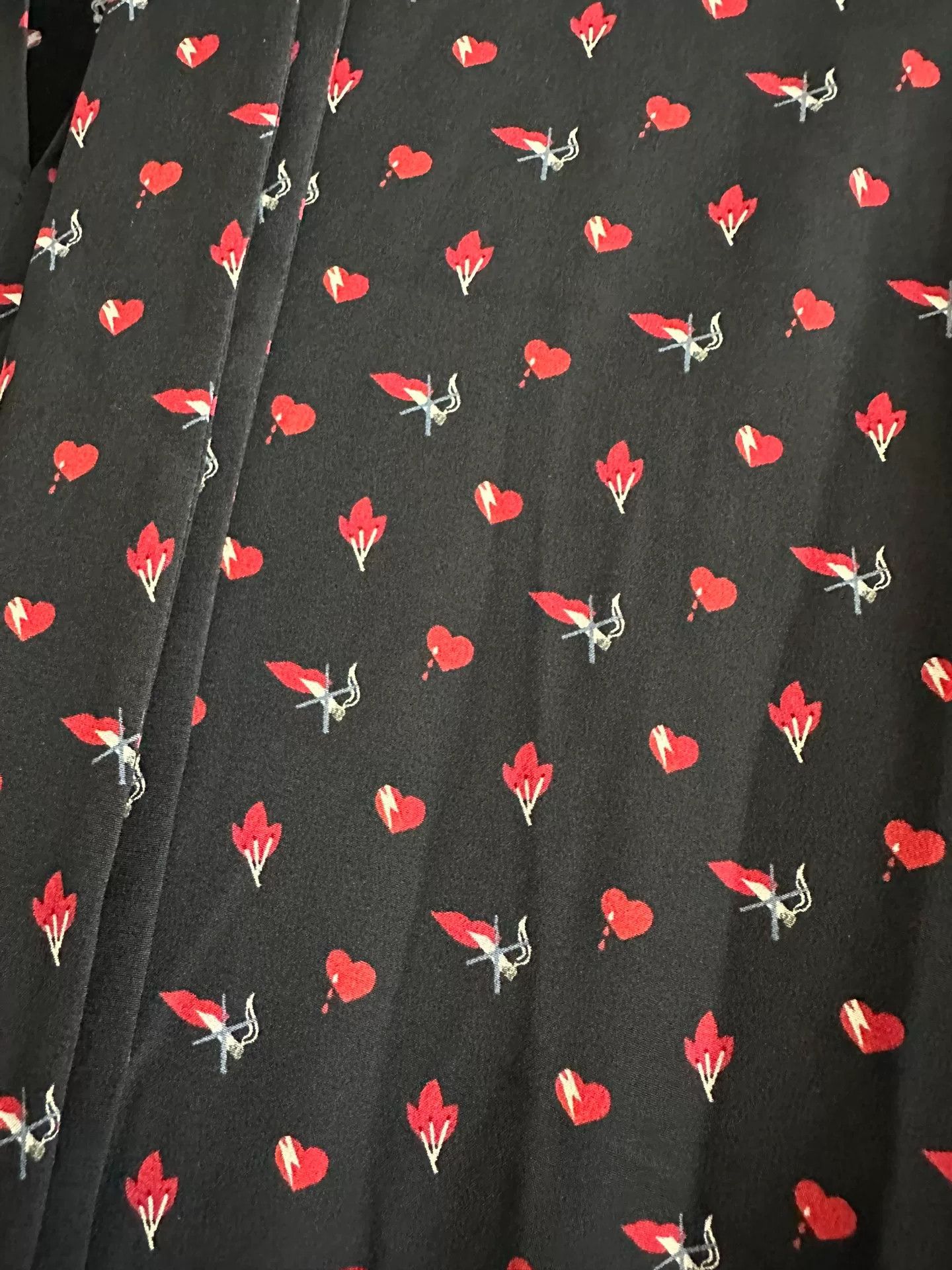 Saint Laurent Paris Saint Laurent Silk Heart Print Dress Size M / US 6-8 / IT 42-44 - 3 Thumbnail