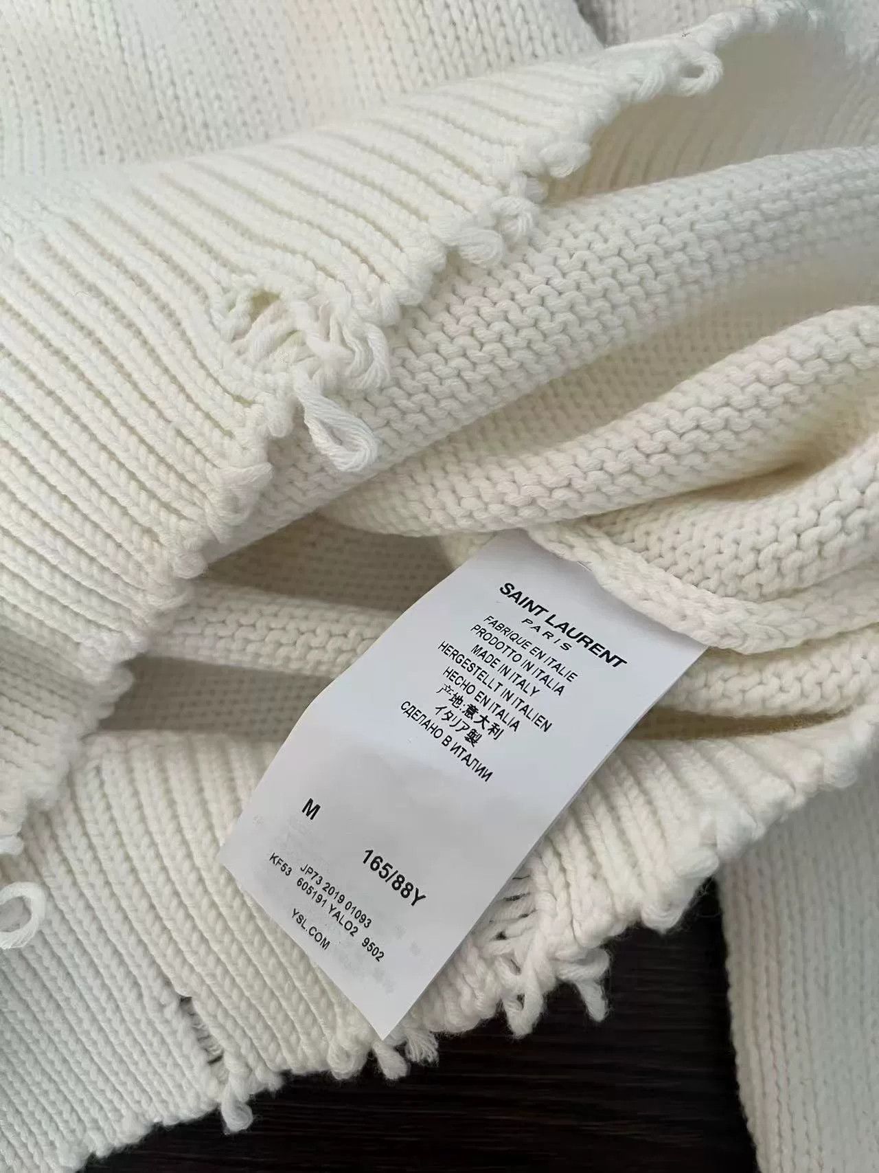 Saint Laurent Paris Saint Laurent Frayed Crewneck Wool Sweater Size S / US 4 / IT 40 - 4 Thumbnail