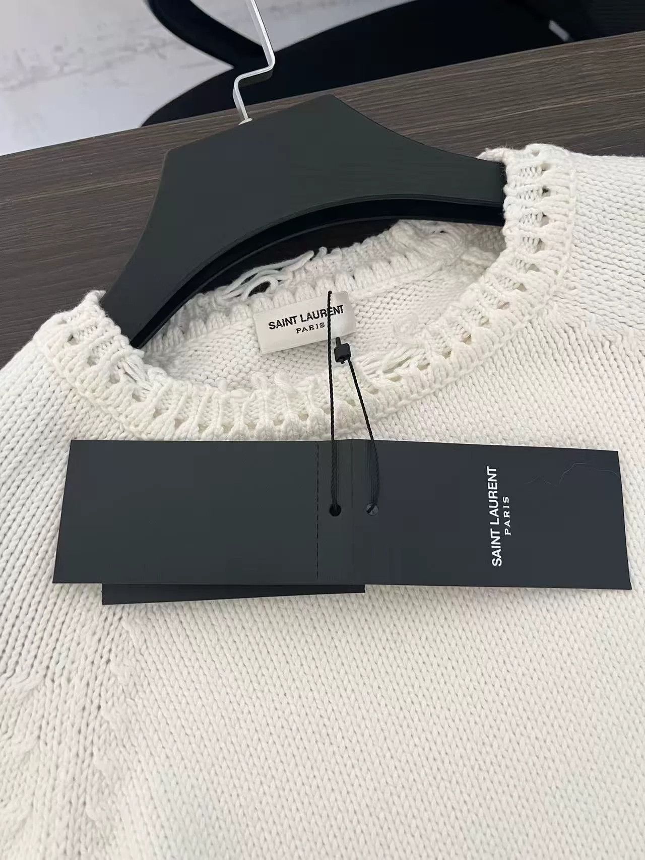 Saint Laurent Paris Saint Laurent Frayed Crewneck Wool Sweater Size S / US 4 / IT 40 - 3 Thumbnail
