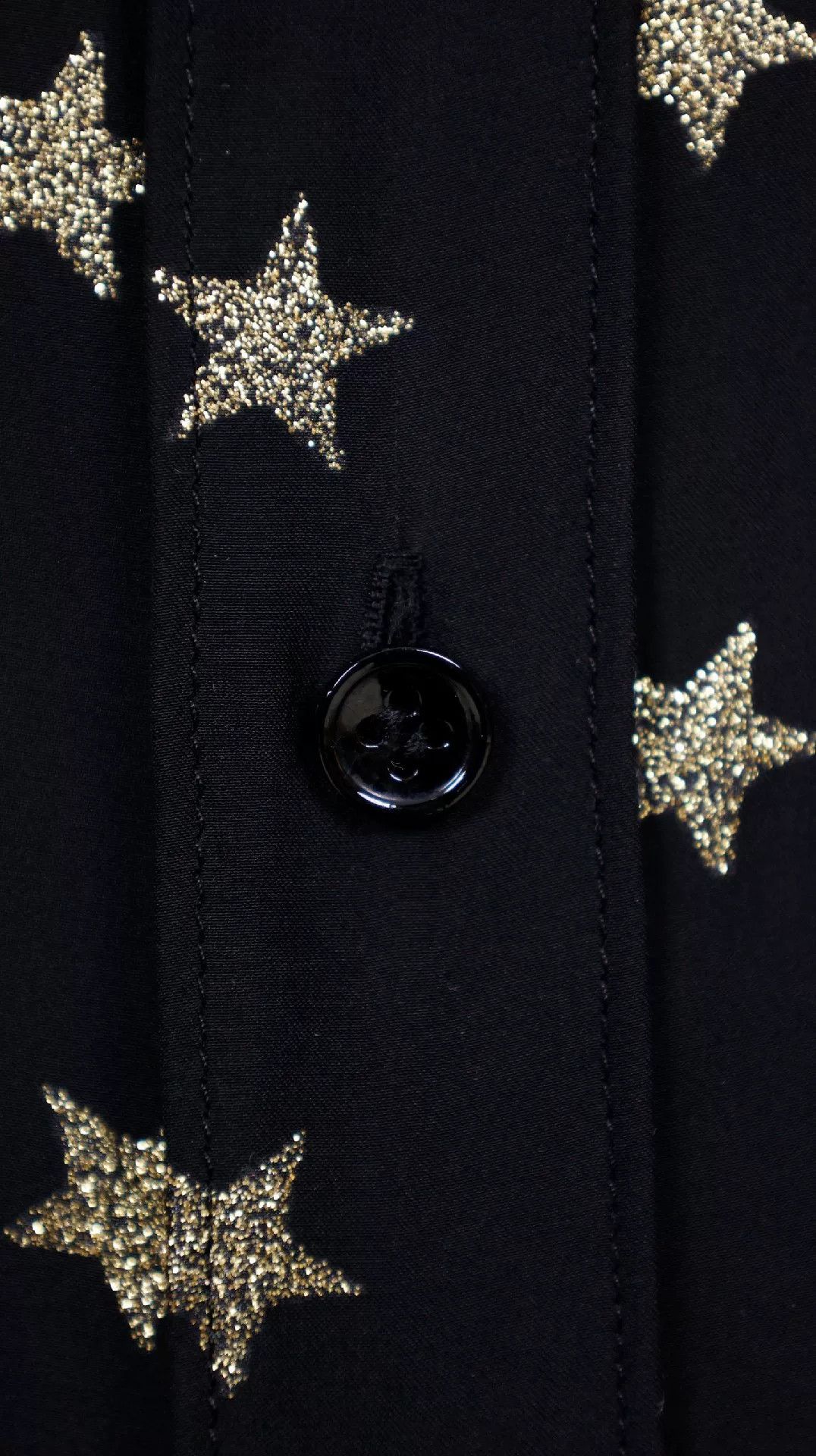 Saint Laurent Paris YSL Black Silk Gold Star Shirt Size XS / US 0-2 / IT 36-38 - 6 Thumbnail