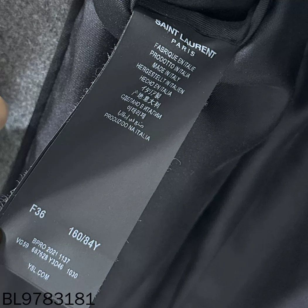 Saint Laurent Paris Saint Laurent Gray Peak Lapel Blazer Size XS / US 0-2 / IT 36-38 - 4 Thumbnail