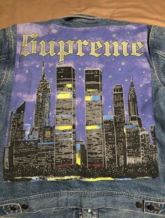 Supreme Supreme new york painted trucker jacket blue | Grailed