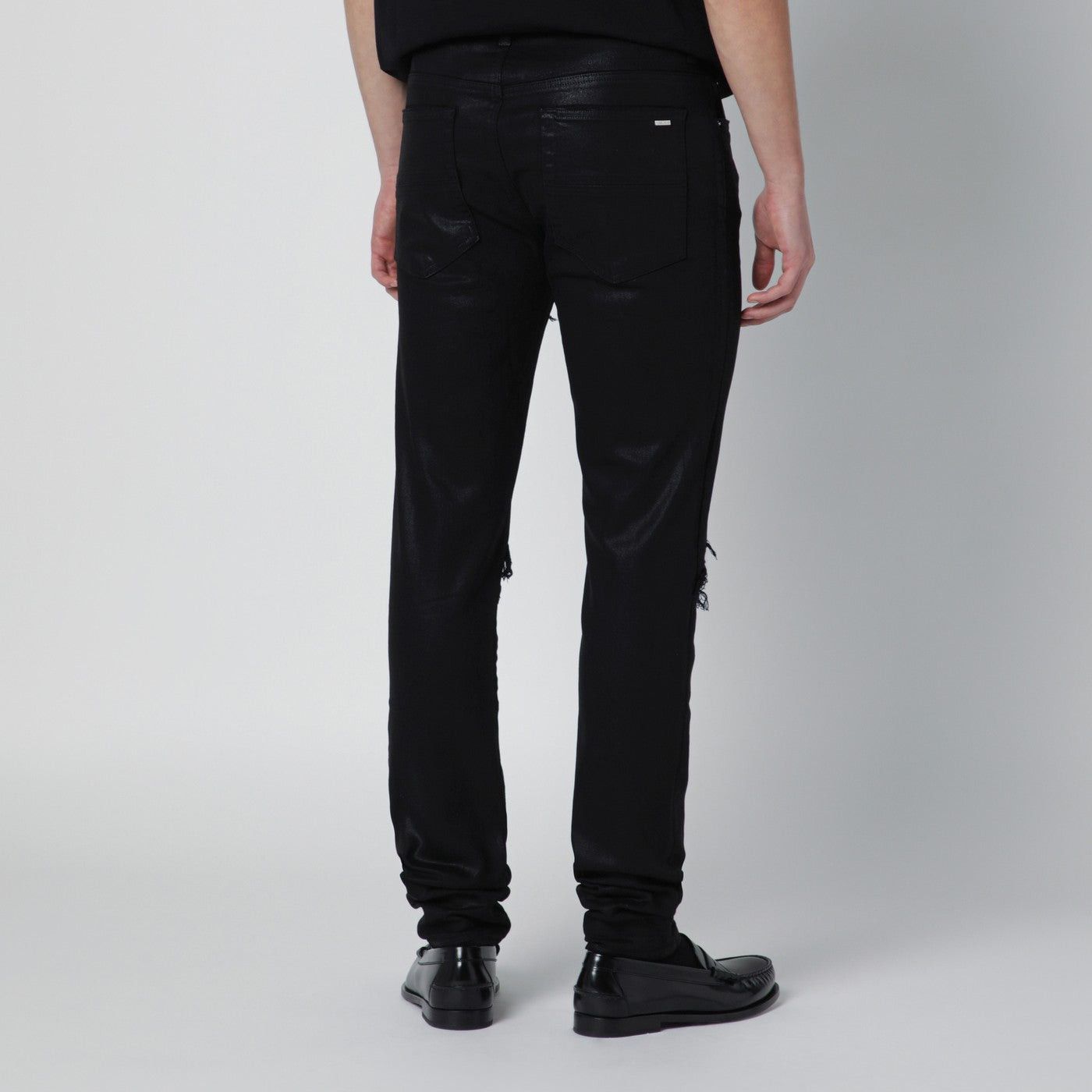 Amiri Amiri Black Wax Skinny Jeans Size US 31 - 2 Thumbnail