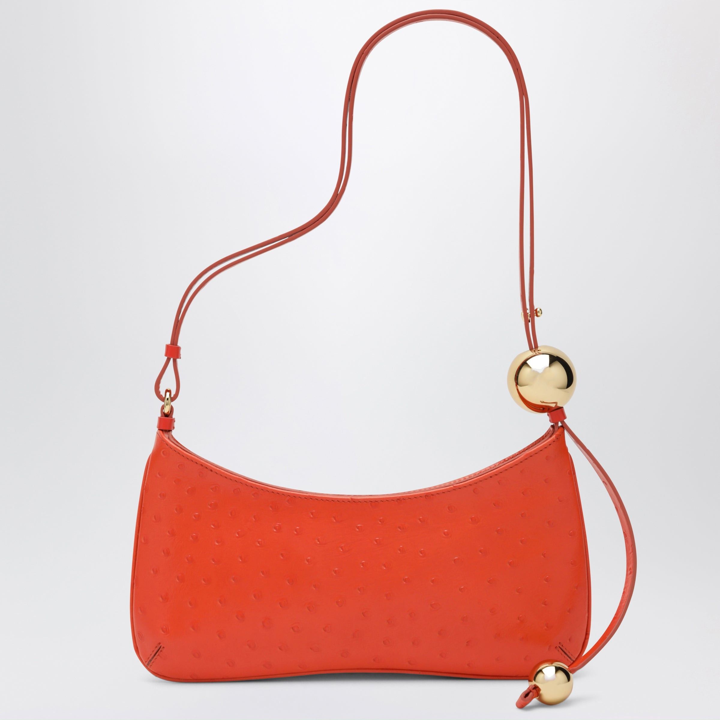 Jacquemus Jacquemus Le Bisou Perle Tote Orange In Embossed Ostrich-Effect Leather Size ONE SIZE - 2 Thumbnail
