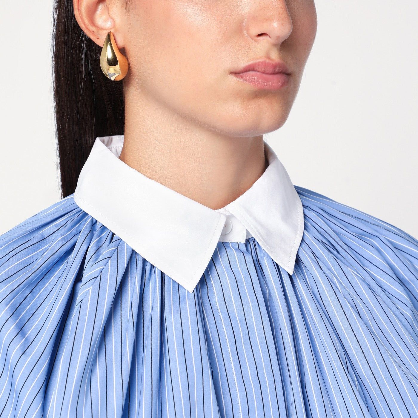 Patou Patou Striped Balloon-Sleeve Shirt In Light Blue Size M / US 6-8 / IT 42-44 - 2 Thumbnail