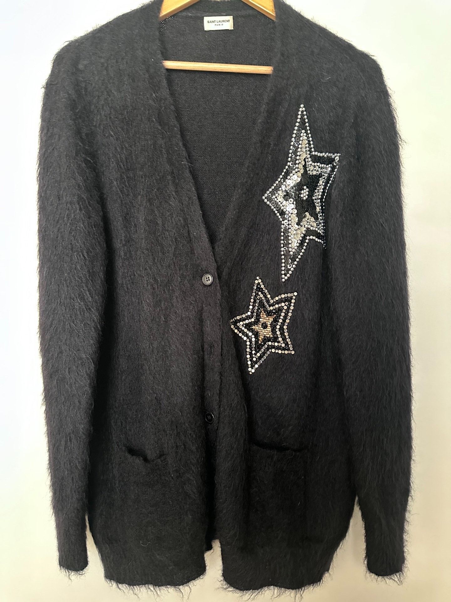 Saint Laurent Paris Saint Laurent Black Sequin Star Cardigan Size M / US 6-8 / IT 42-44 - 3 Thumbnail