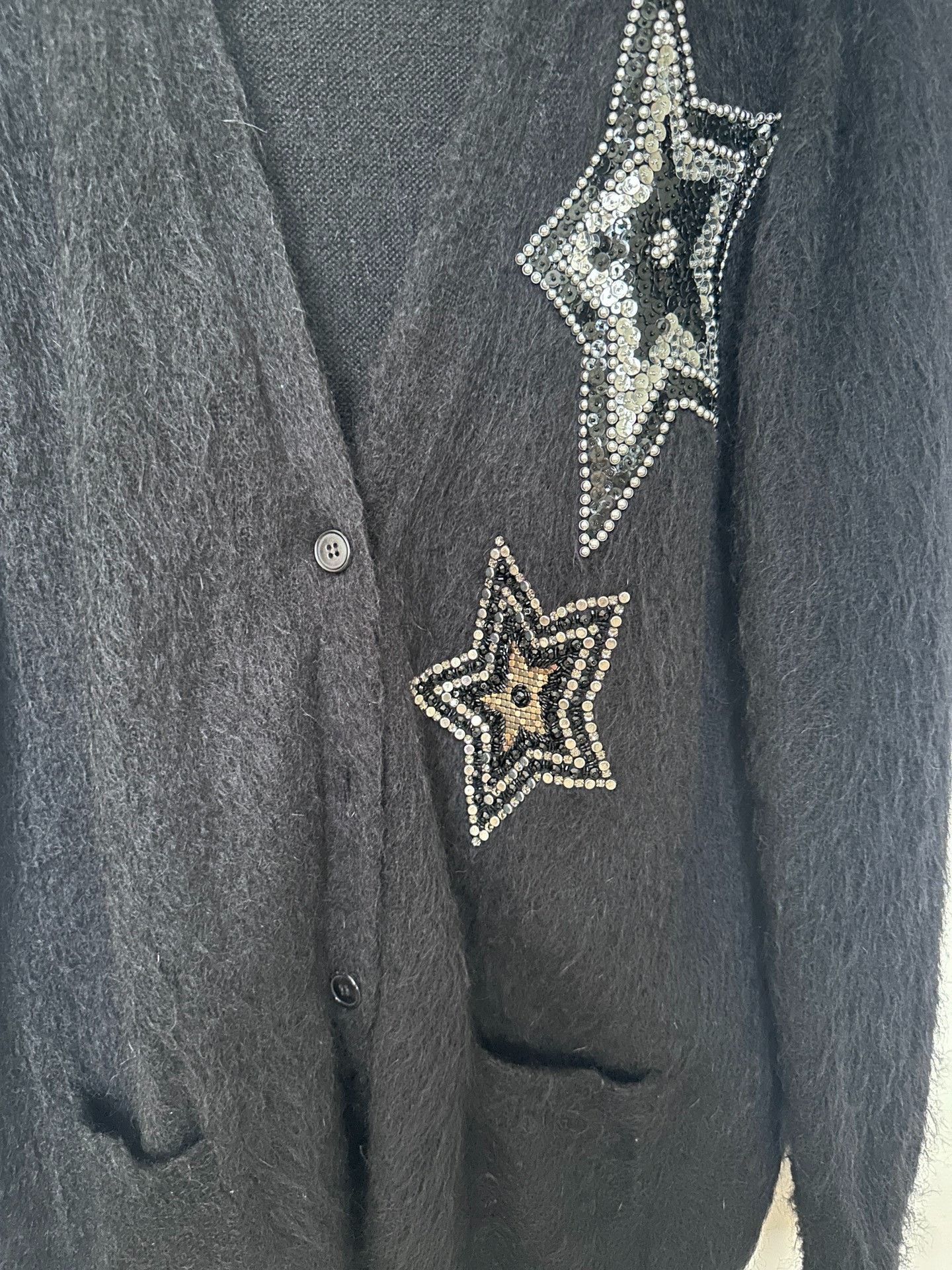 Saint Laurent Paris Saint Laurent Black Sequin Star Cardigan Size M / US 6-8 / IT 42-44 - 2 Thumbnail
