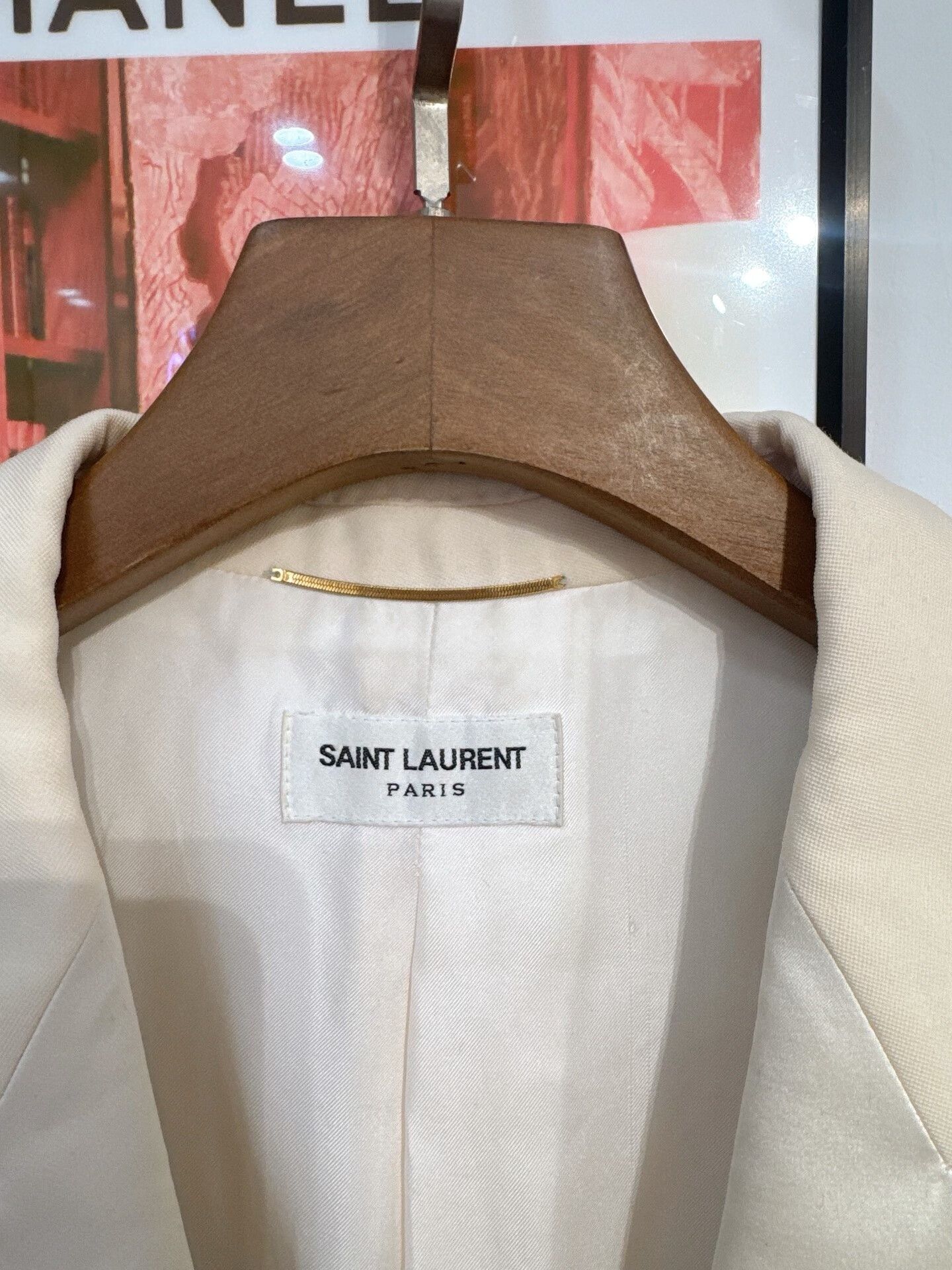Saint Laurent Paris Saint Laurent Cream Peak Lapel Blazer Size XXS / US 00 / IT 34 - 2 Thumbnail