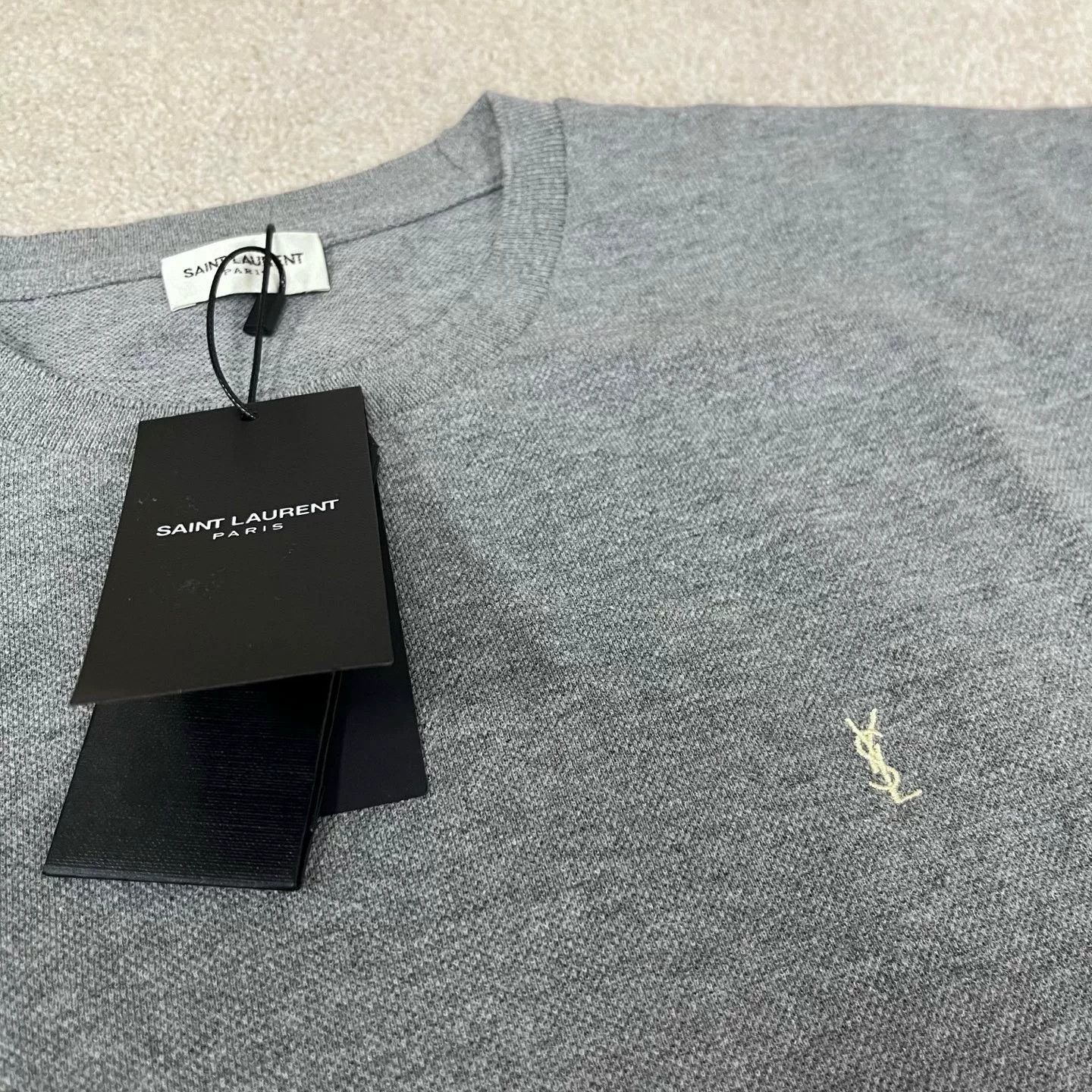 Saint Laurent Paris SAINT LAURENT Gray YSL Logo Short-Sleeve T-Shirt Size US S / EU 44-46 / 1 - 2 Thumbnail