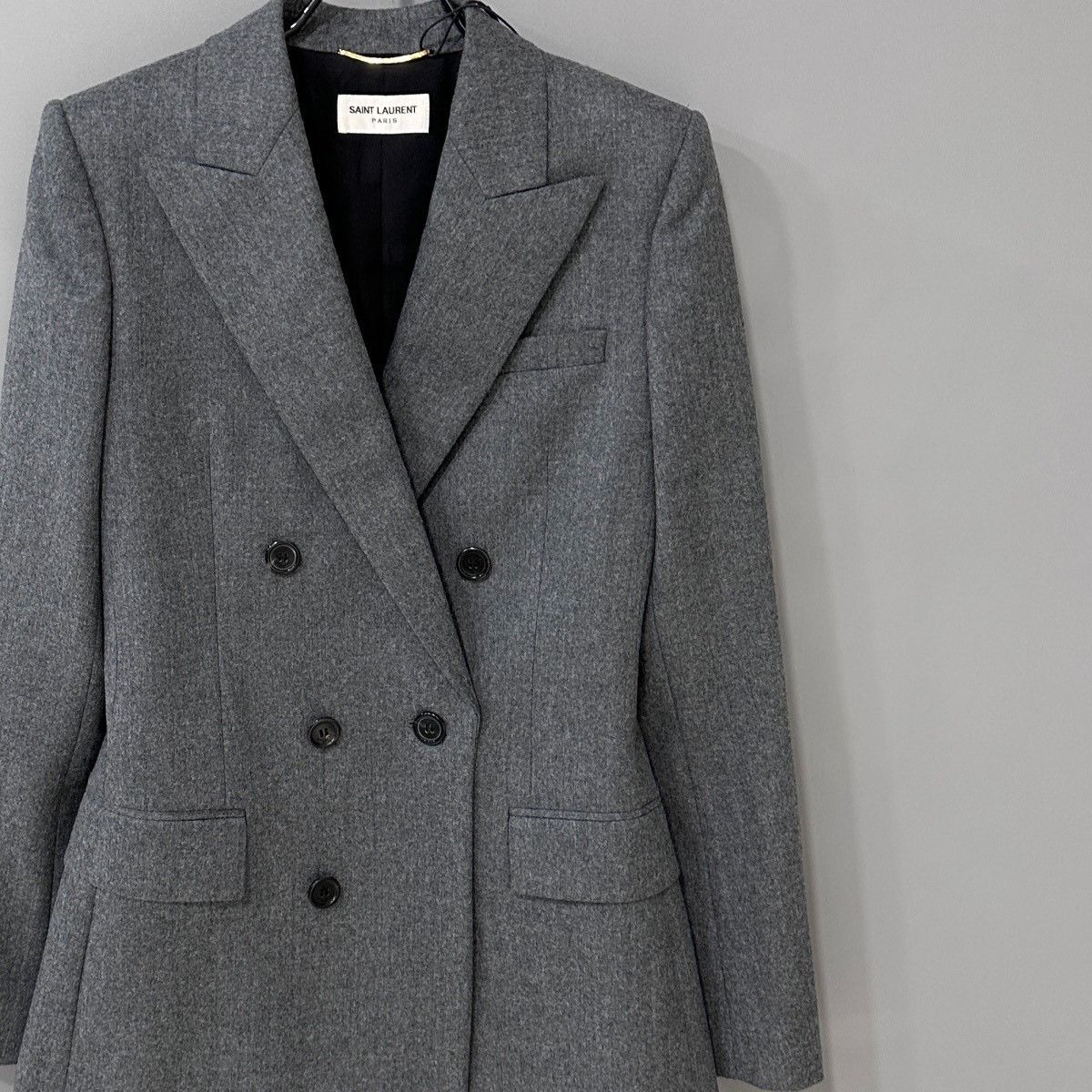 Saint Laurent Paris Saint Laurent Gray Double-Breasted Blazer Size US M / EU 48-50 / 2 - 2 Thumbnail