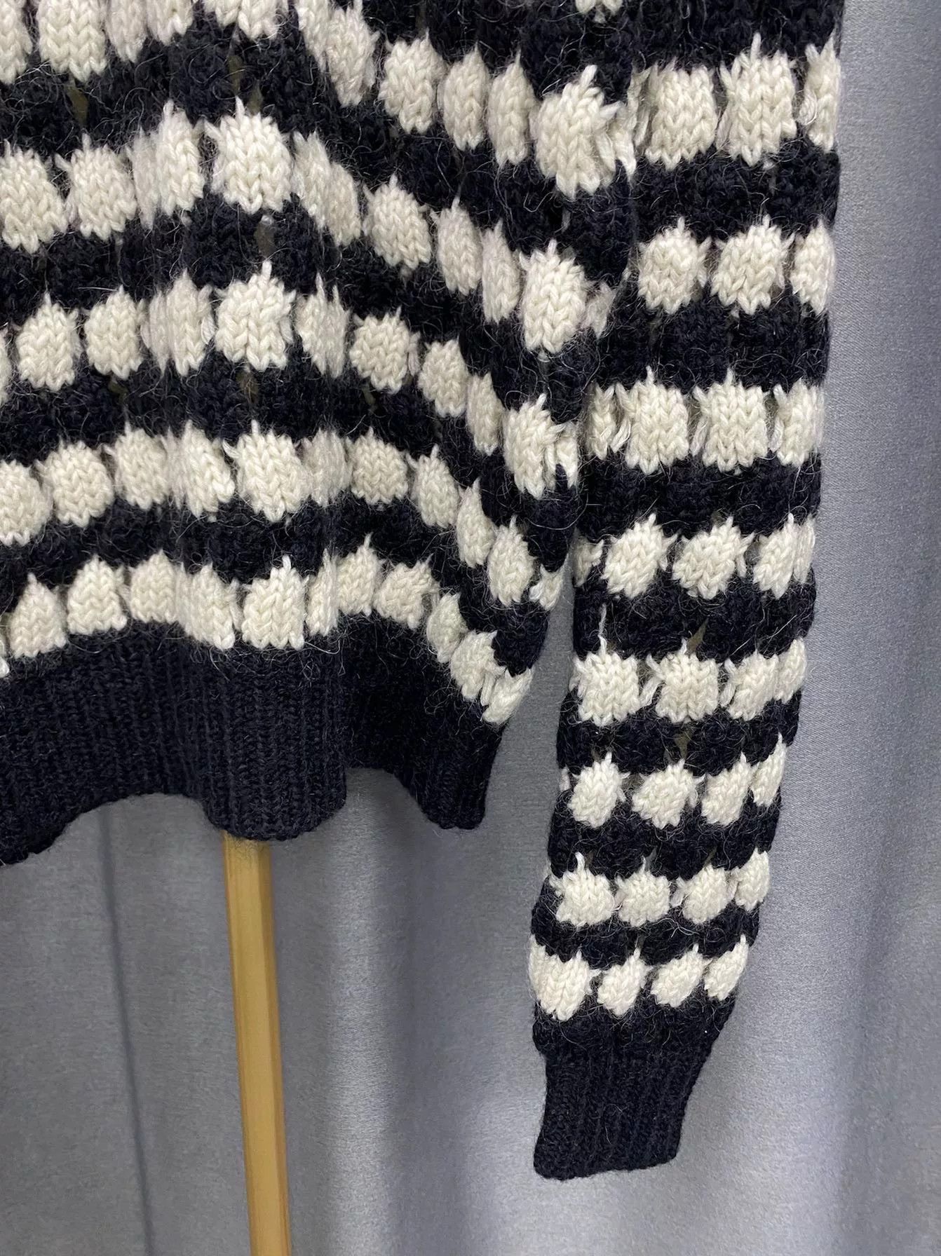 Saint Laurent Paris Saint Laurent Black White Striped Openwork Knit Size S / US 4 / IT 40 - 4 Thumbnail