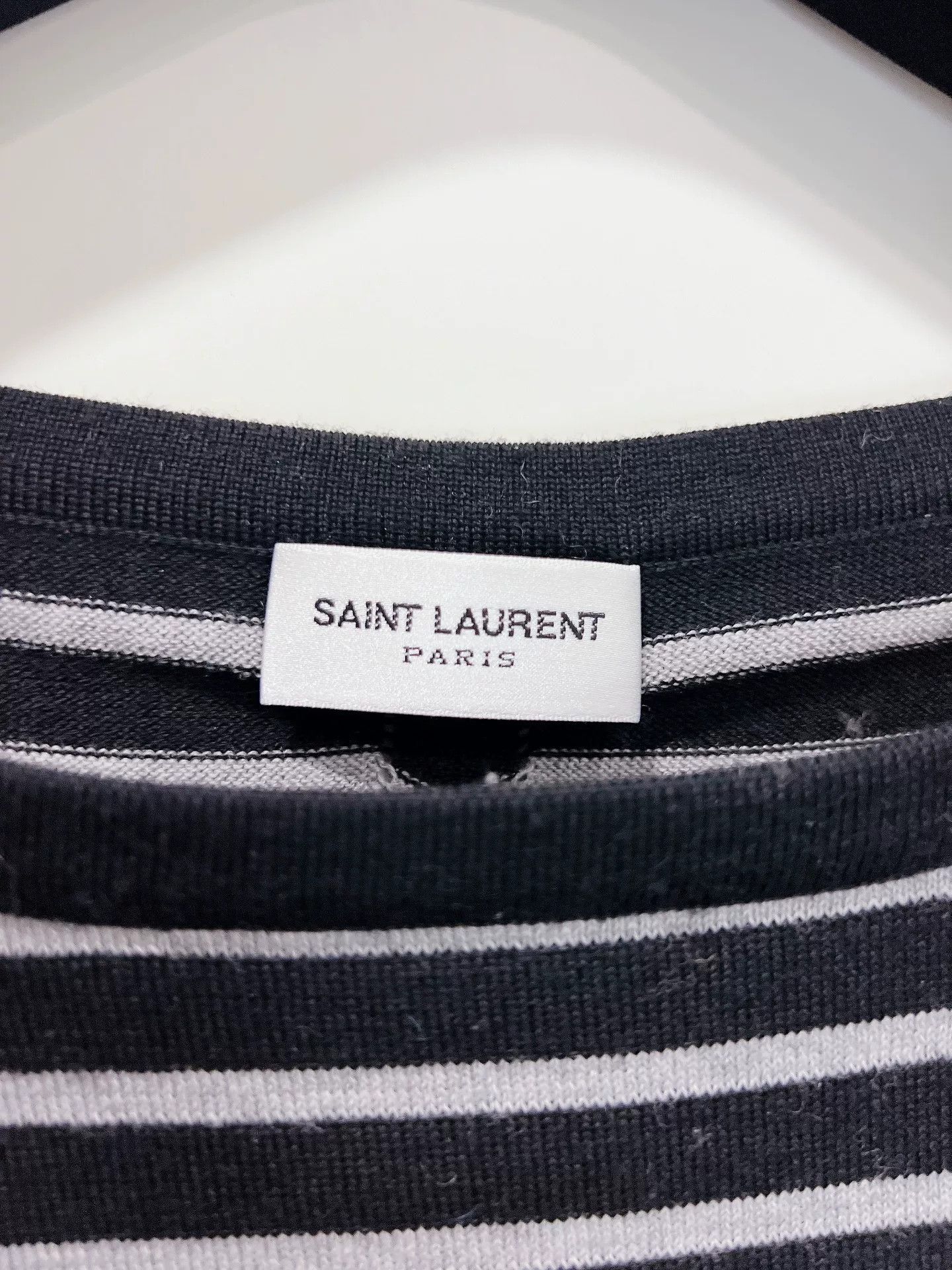 Saint Laurent Paris Saint Laurent Black White Striped Knit Top Size S / US 4 / IT 40 - 6 Thumbnail