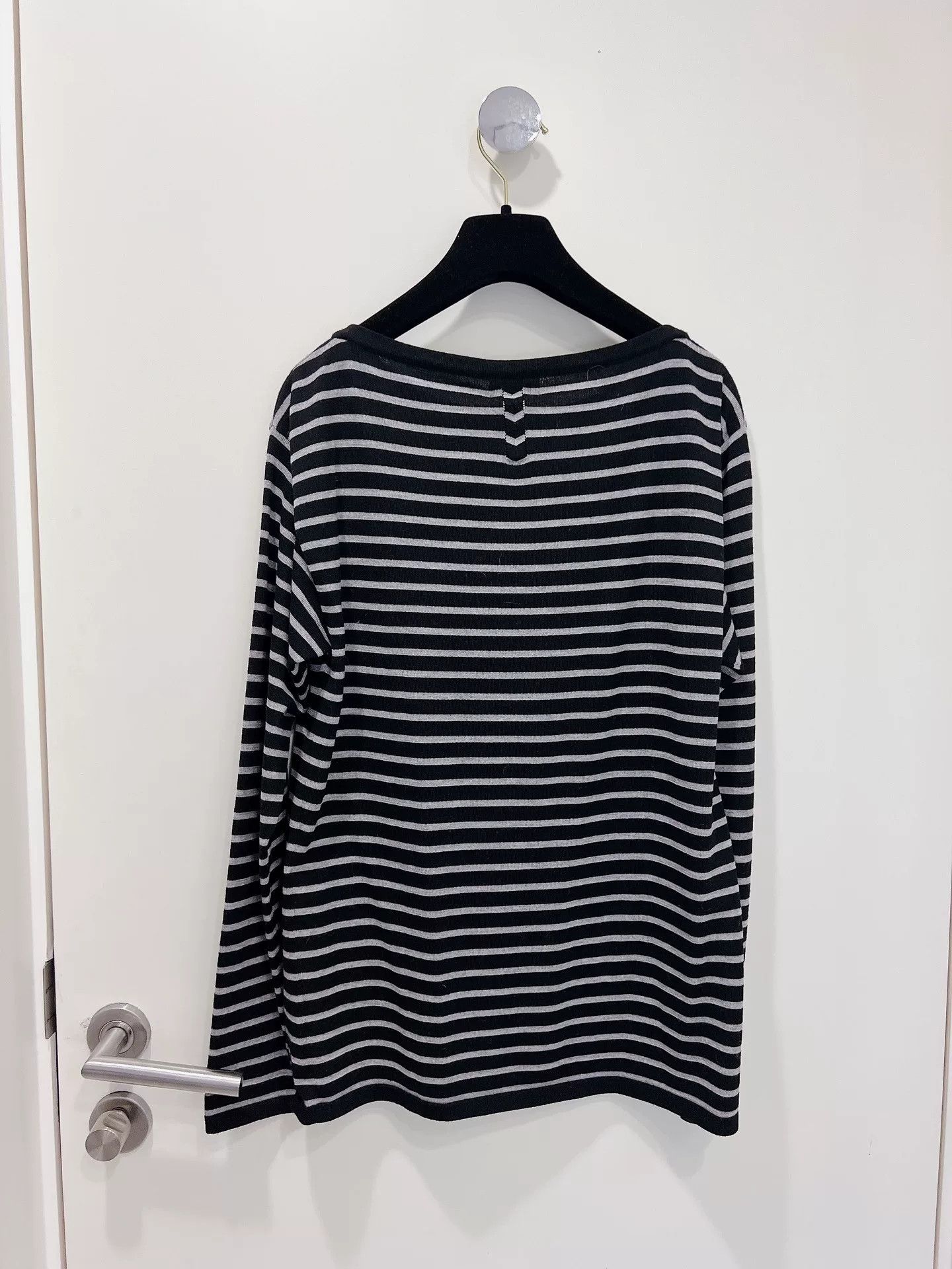 Saint Laurent Paris Saint Laurent Black White Striped Knit Top Size S / US 4 / IT 40 - 2 Thumbnail