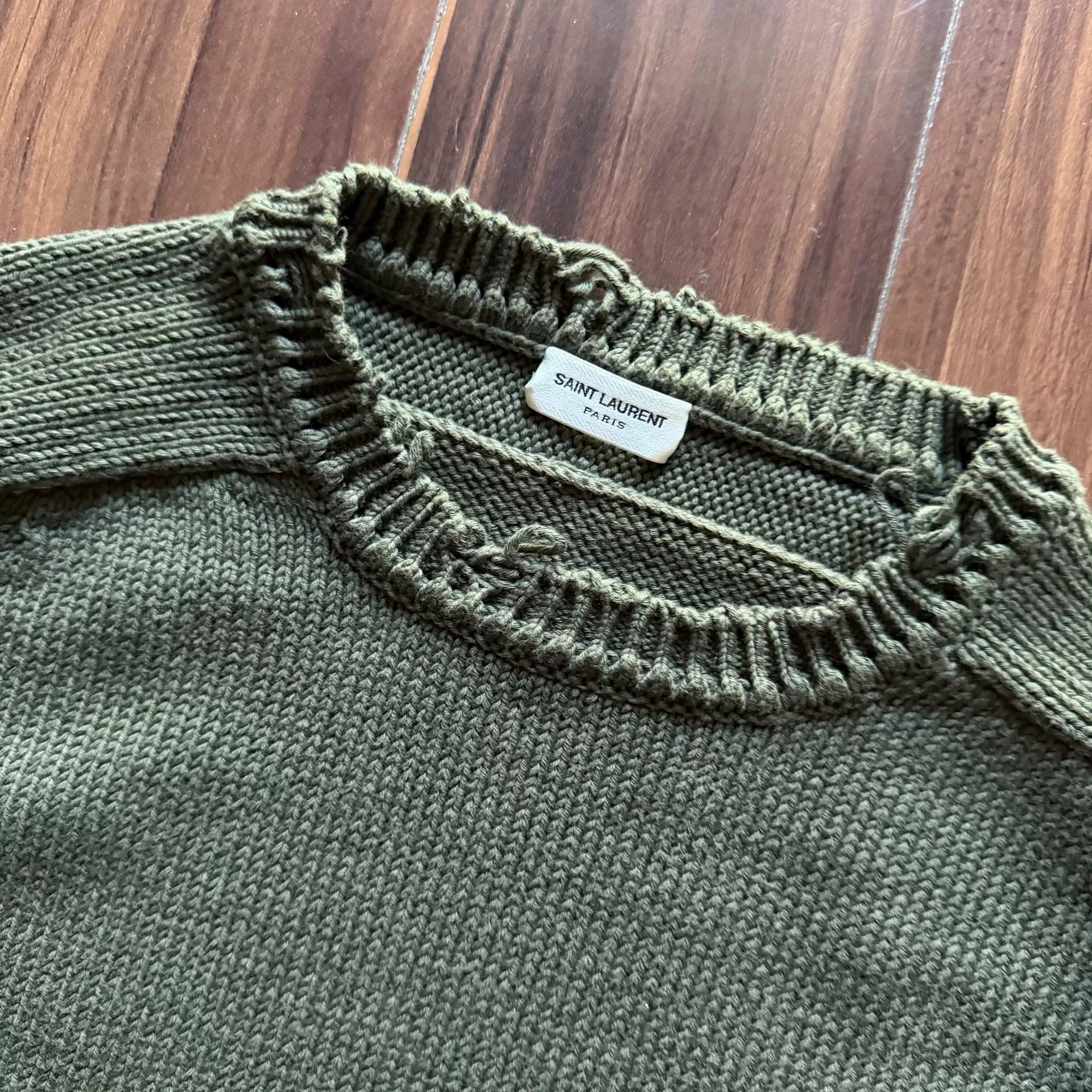 Saint Laurent Paris Saint Laurent Green Knit Sweater Size US L / EU 52-54 / 3 - 2 Thumbnail