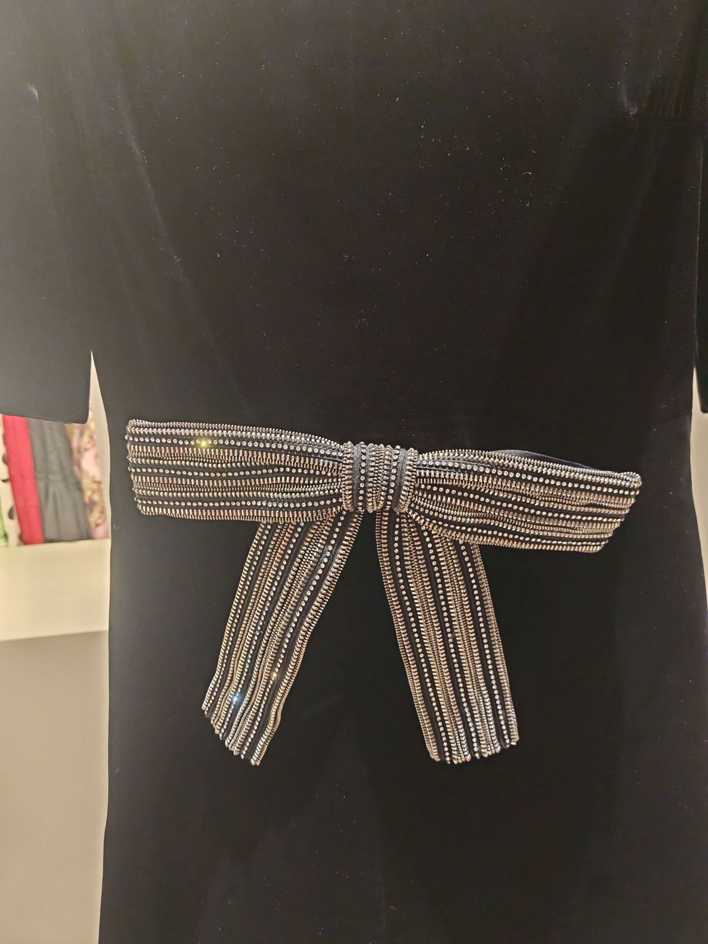 Saint Laurent Paris Saint Laurent Beaded Bow Velvet Dress Size S / US 4 / IT 40 - 2 Thumbnail