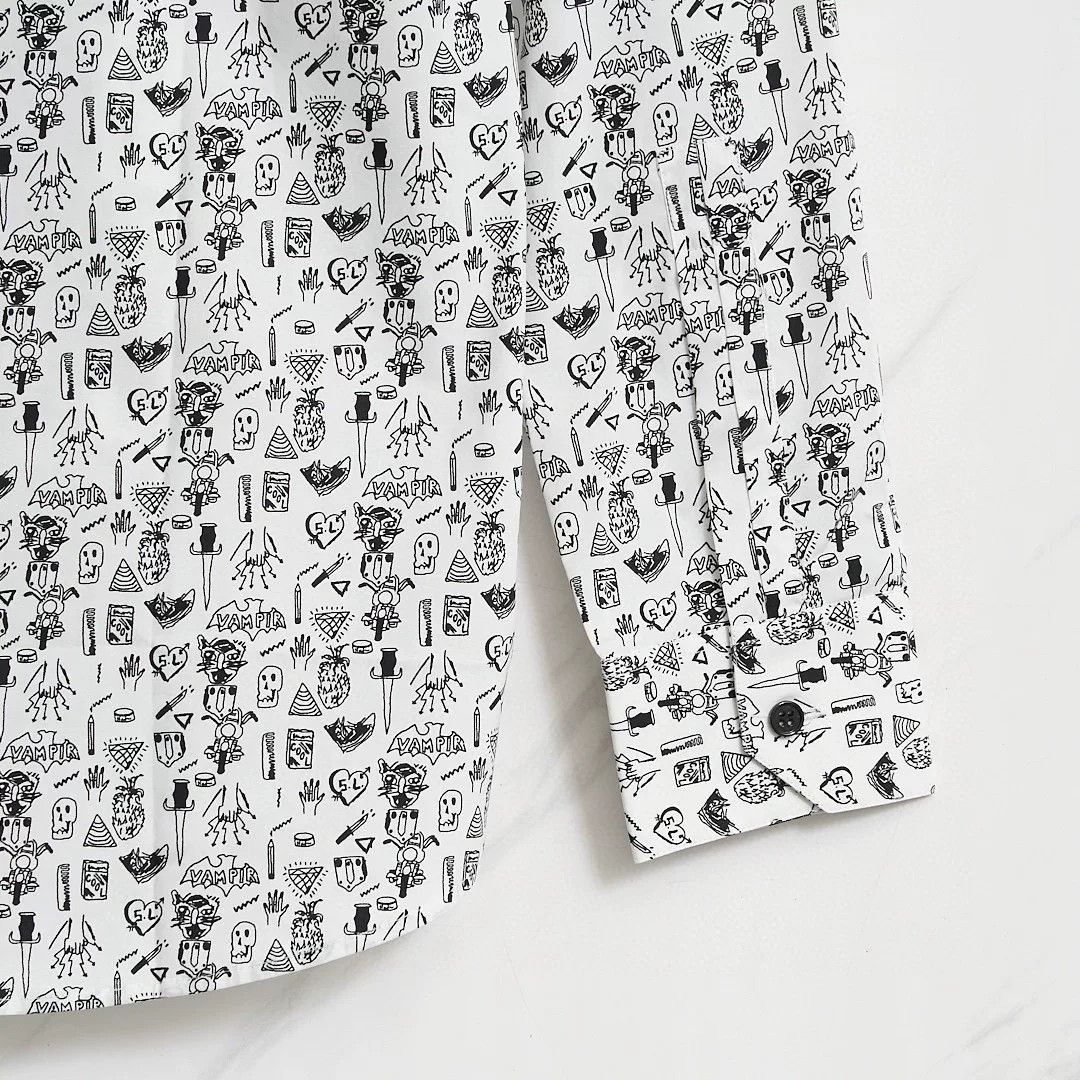 Saint Laurent Paris Saint Laurent Men's White Printed Shirt Size US XS / EU 42 / 0 - 5 Thumbnail
