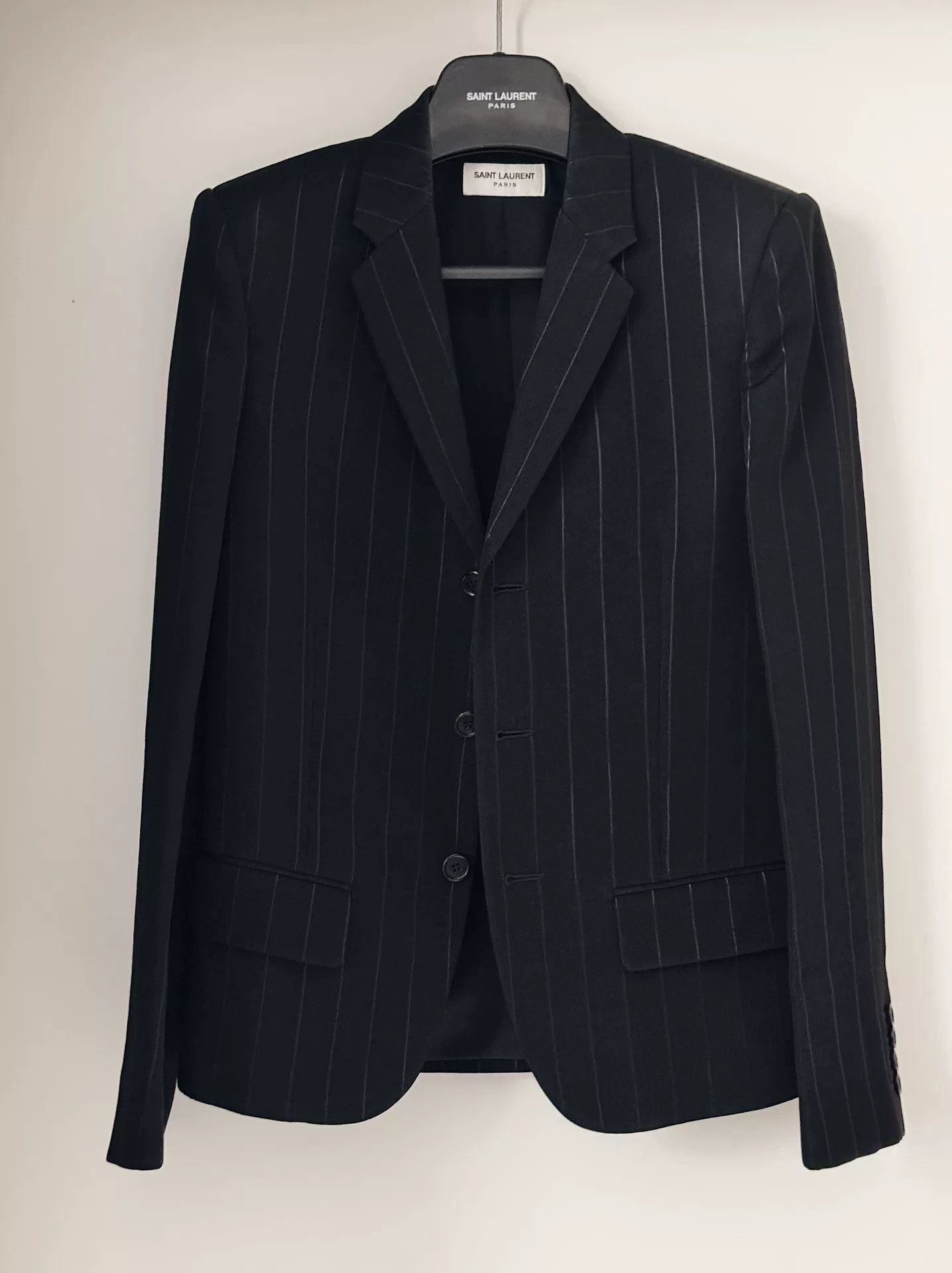 Saint Laurent Paris Saint Laurent Black Pinstriped Blazer Size US S / EU 44-46 / 1 - 7 Thumbnail