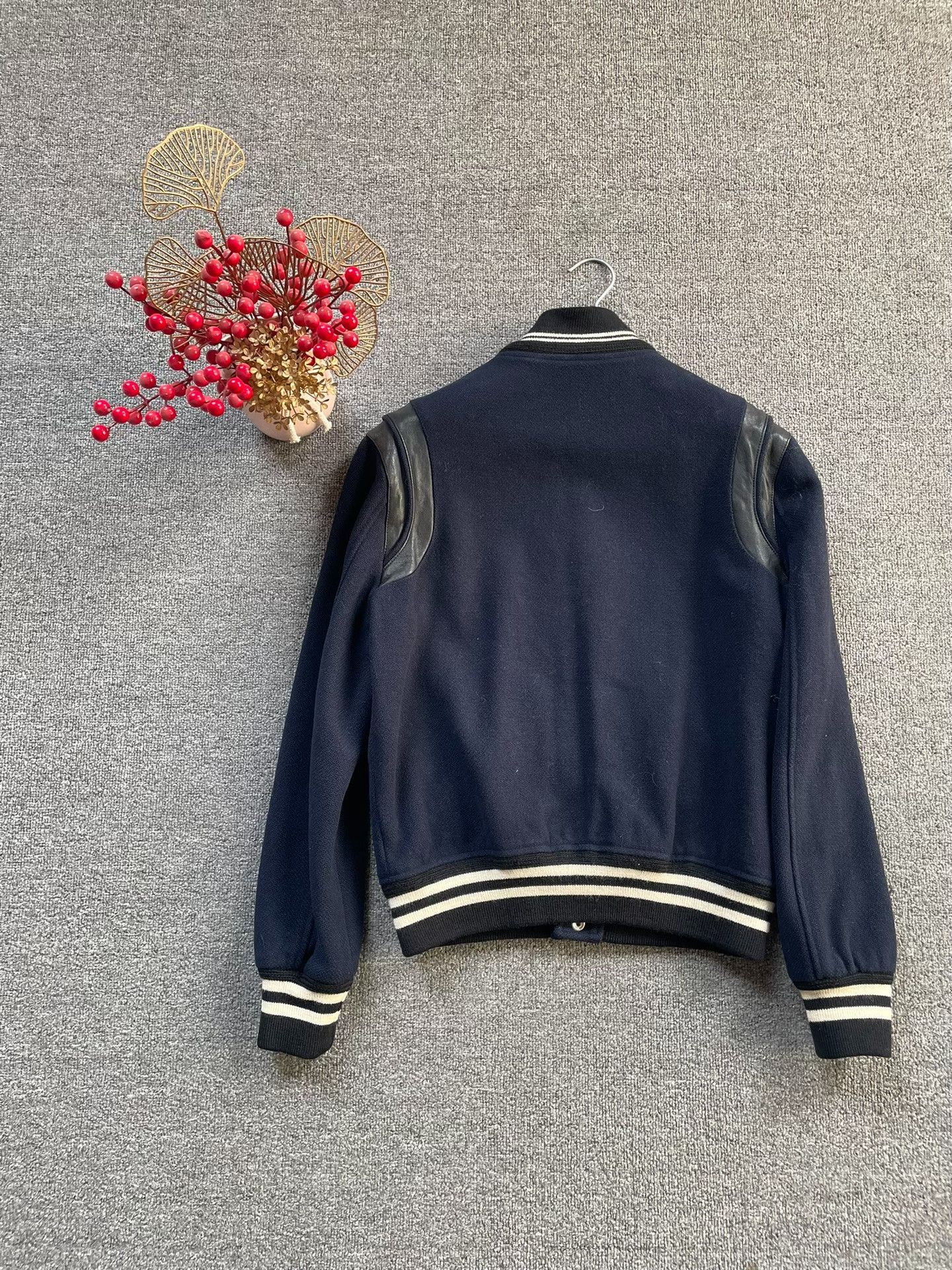 Saint Laurent Paris Saint Laurent 14FW Navy Varsity Jacket Size US S / EU 44-46 / 1 - 2 Thumbnail