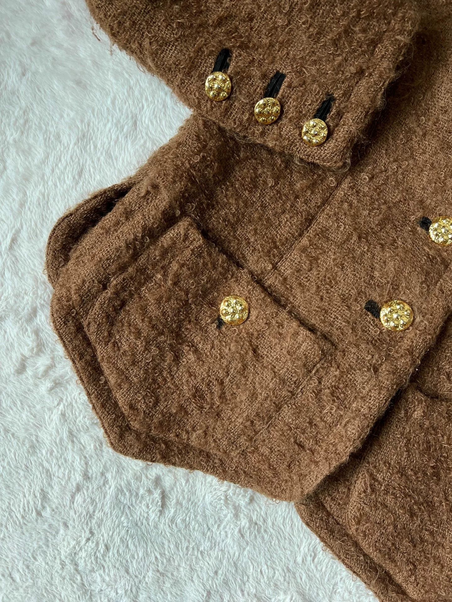 Saint Laurent Paris Vintage YSL Brown Wool Jacket with Gold Buttons Size S / US 4 / IT 40 - 4 Thumbnail