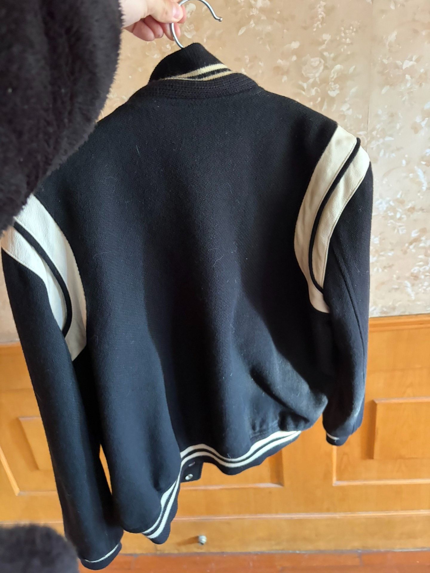 Saint Laurent Paris Saint Laurent Black Leather Sleeve Baseball Jacket Size US S / EU 44-46 / 1 - 2 Thumbnail