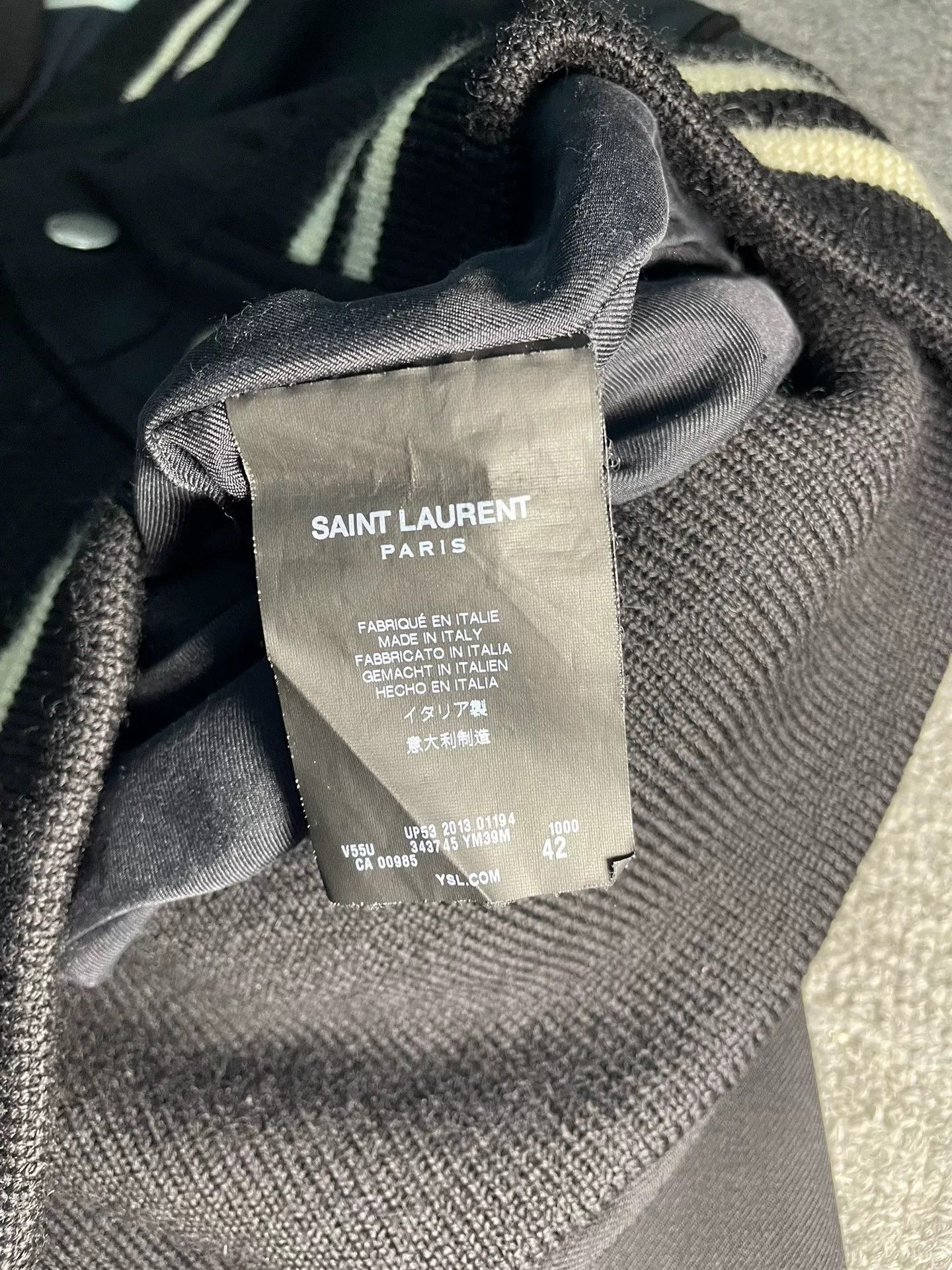 Saint Laurent Paris Saint Laurent Black Leather Accent Baseball Jacket Size US XS / EU 42 / 0 - 6 Thumbnail