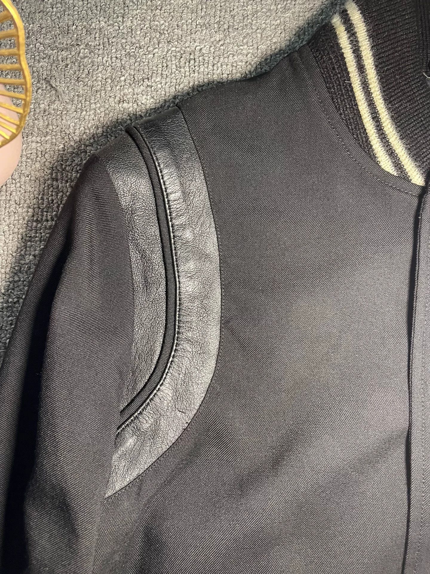 Saint Laurent Paris Saint Laurent Black Leather Accent Baseball Jacket Size US XS / EU 42 / 0 - 4 Thumbnail