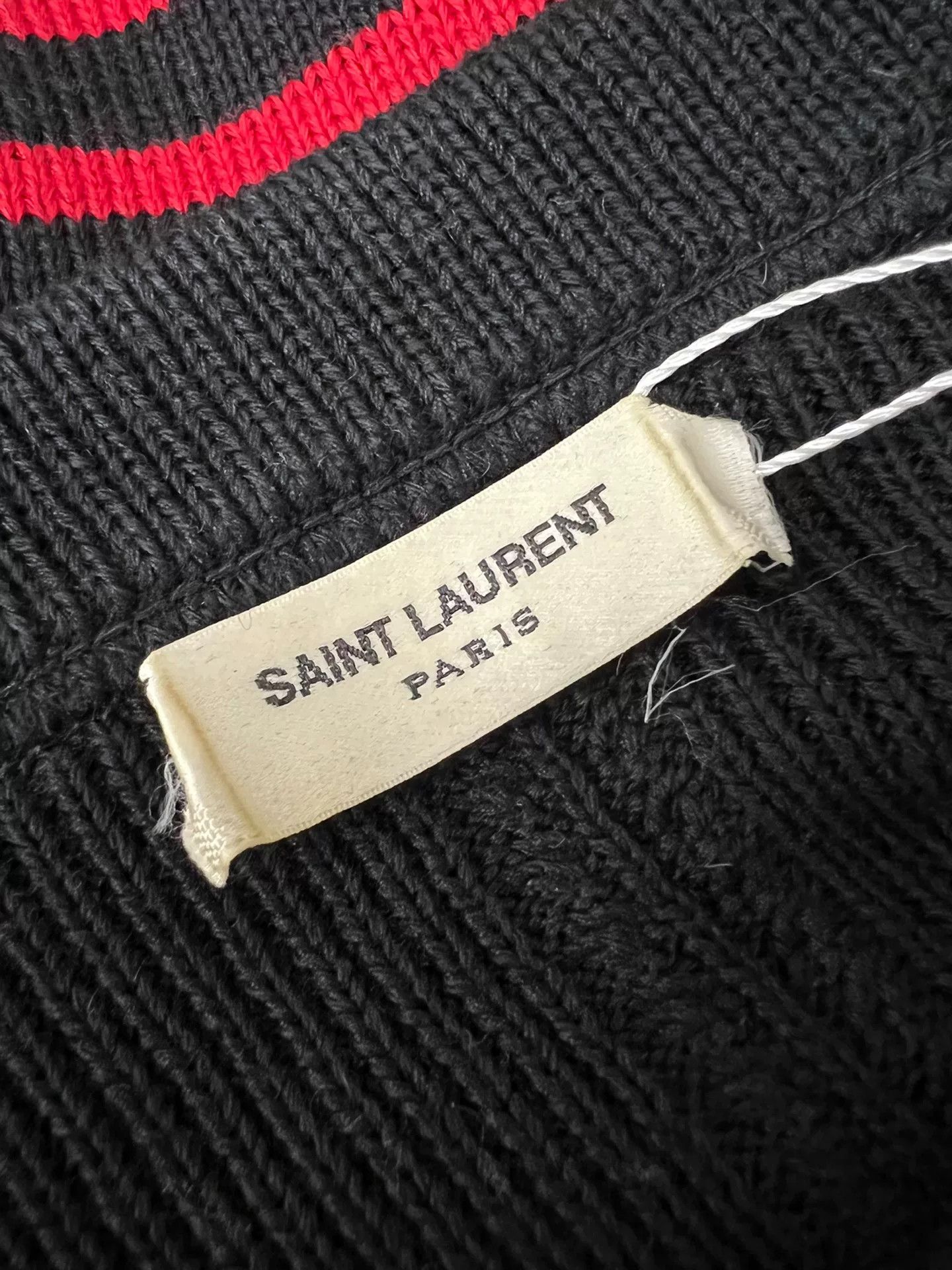 Saint Laurent Paris Saint Laurent Black Red Striped Shoulder Button Sweater Size S / US 4 / IT 40 - 4 Thumbnail