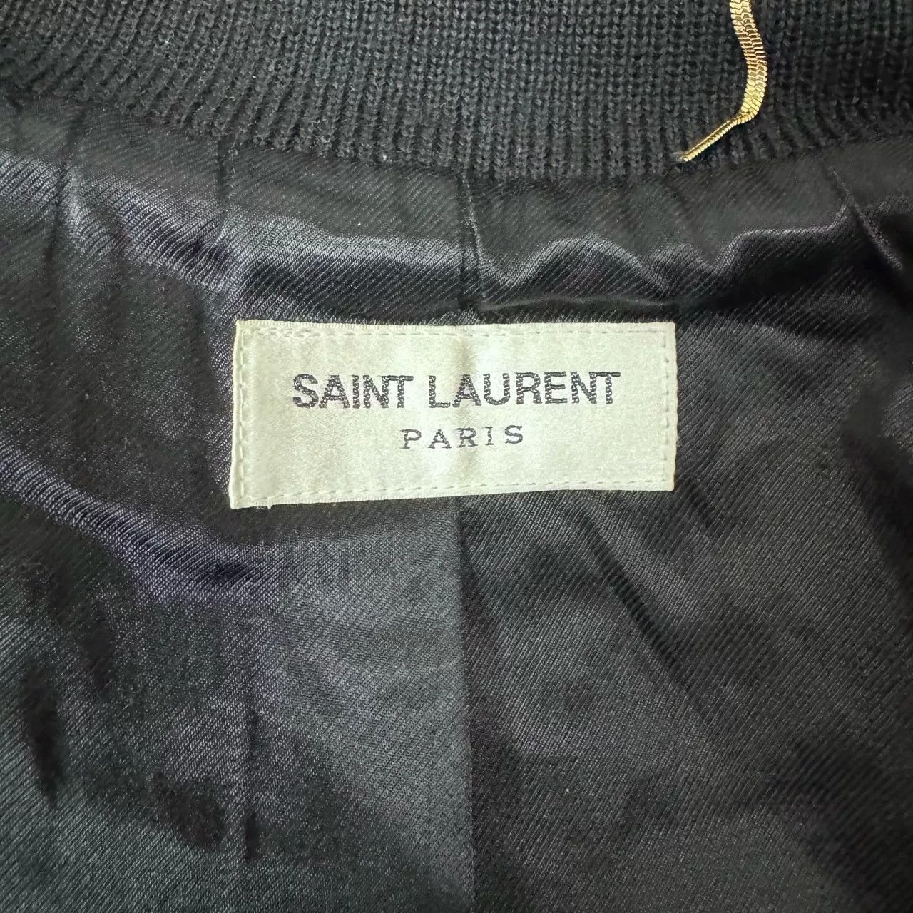 Saint Laurent Paris Saint Laurent Black Varsity Leather Sleeves Jacket Size US M / EU 48-50 / 2 - 6 Thumbnail
