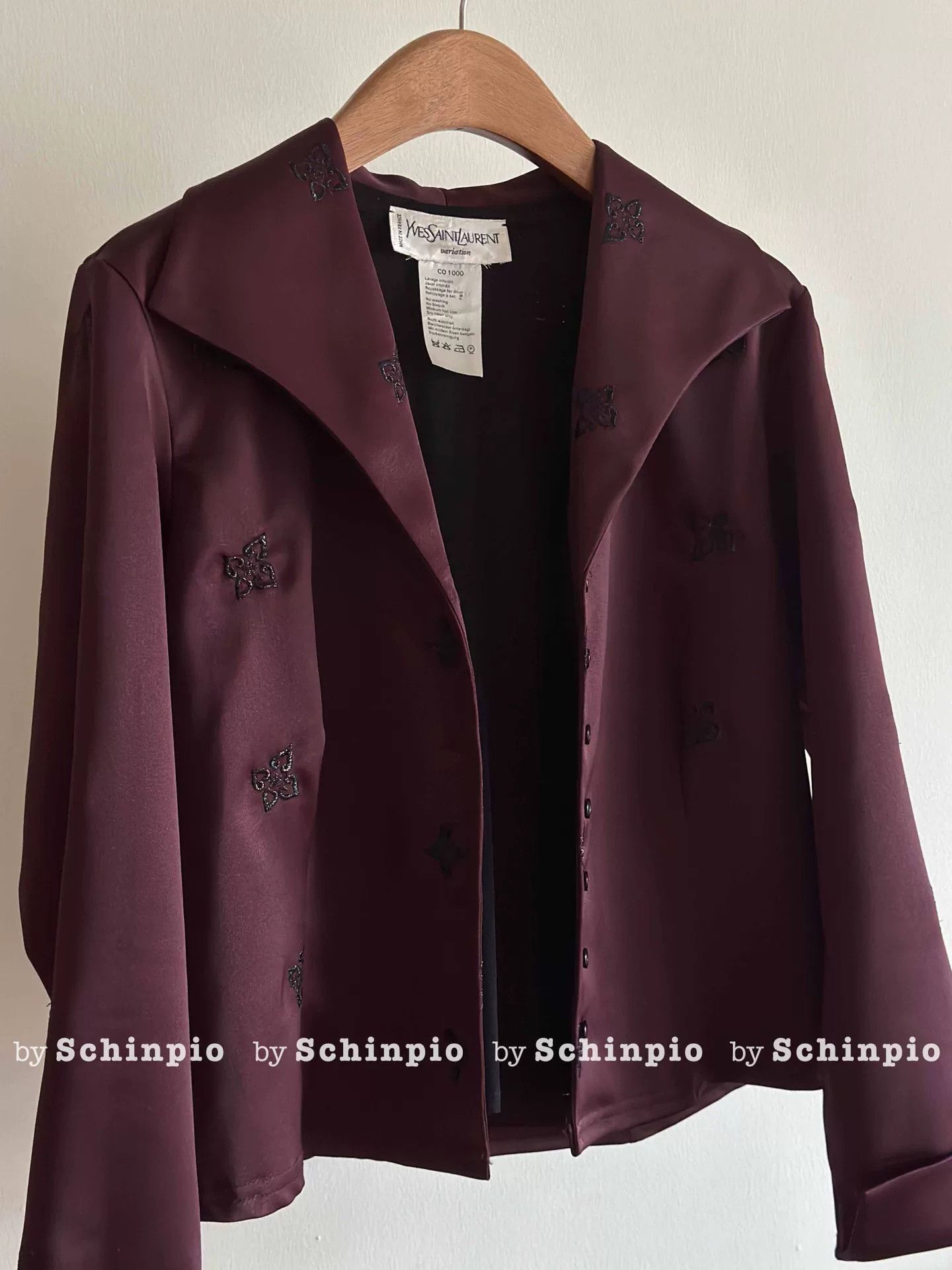 Saint Laurent Paris Yves Saint Laurent Burgundy Cropped Jacket Size S / US 4 / IT 40 - 3 Thumbnail