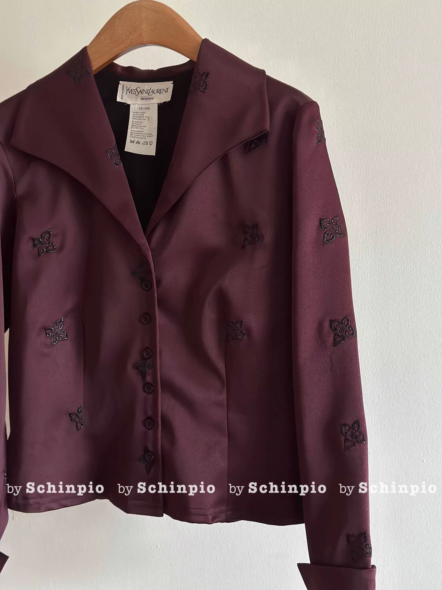 Saint Laurent Paris Yves Saint Laurent Burgundy Cropped Jacket Size S / US 4 / IT 40 - 2 Thumbnail