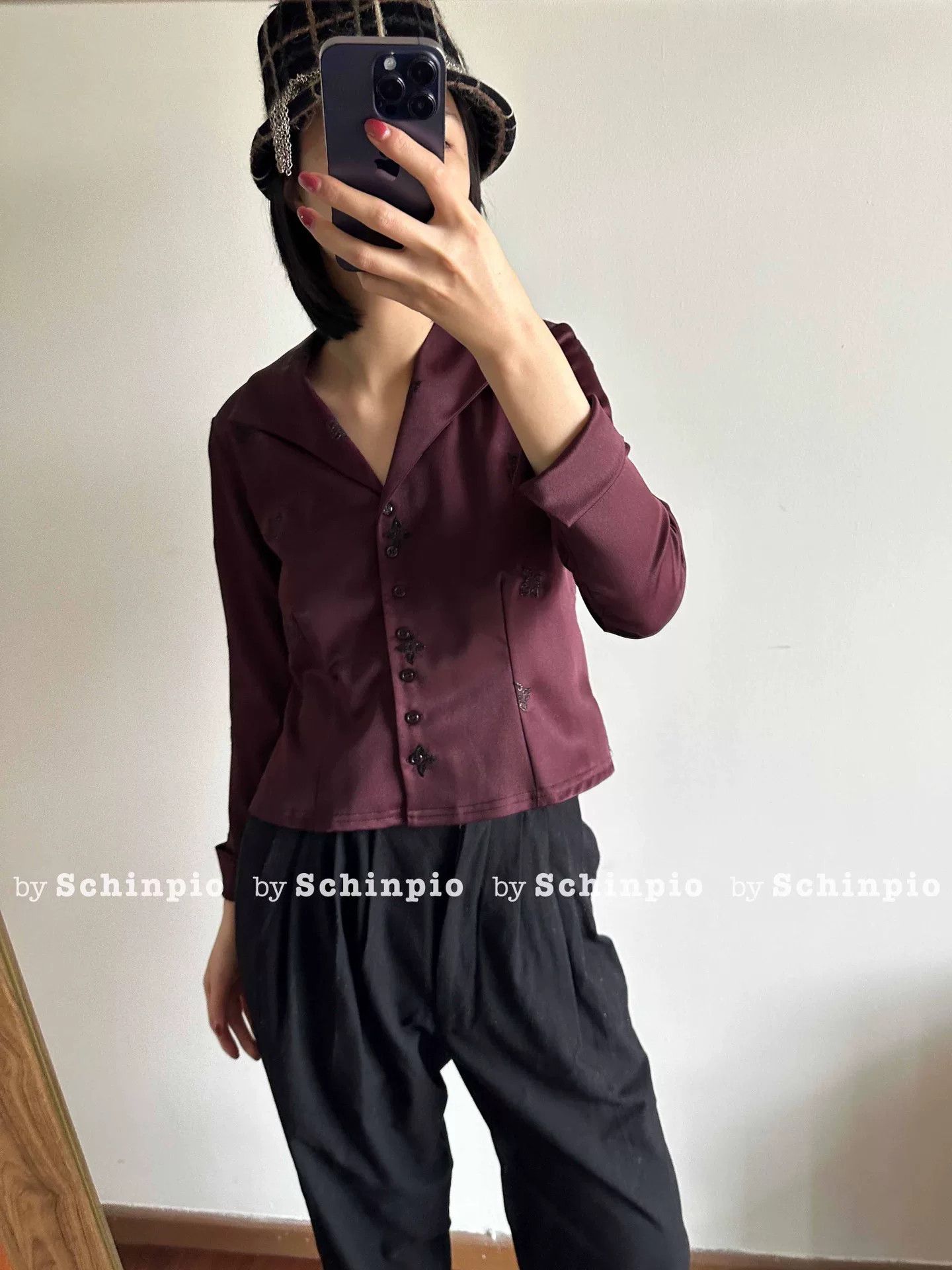 Saint Laurent Paris Yves Saint Laurent Burgundy Cropped Jacket Size S / US 4 / IT 40 - 6 Thumbnail