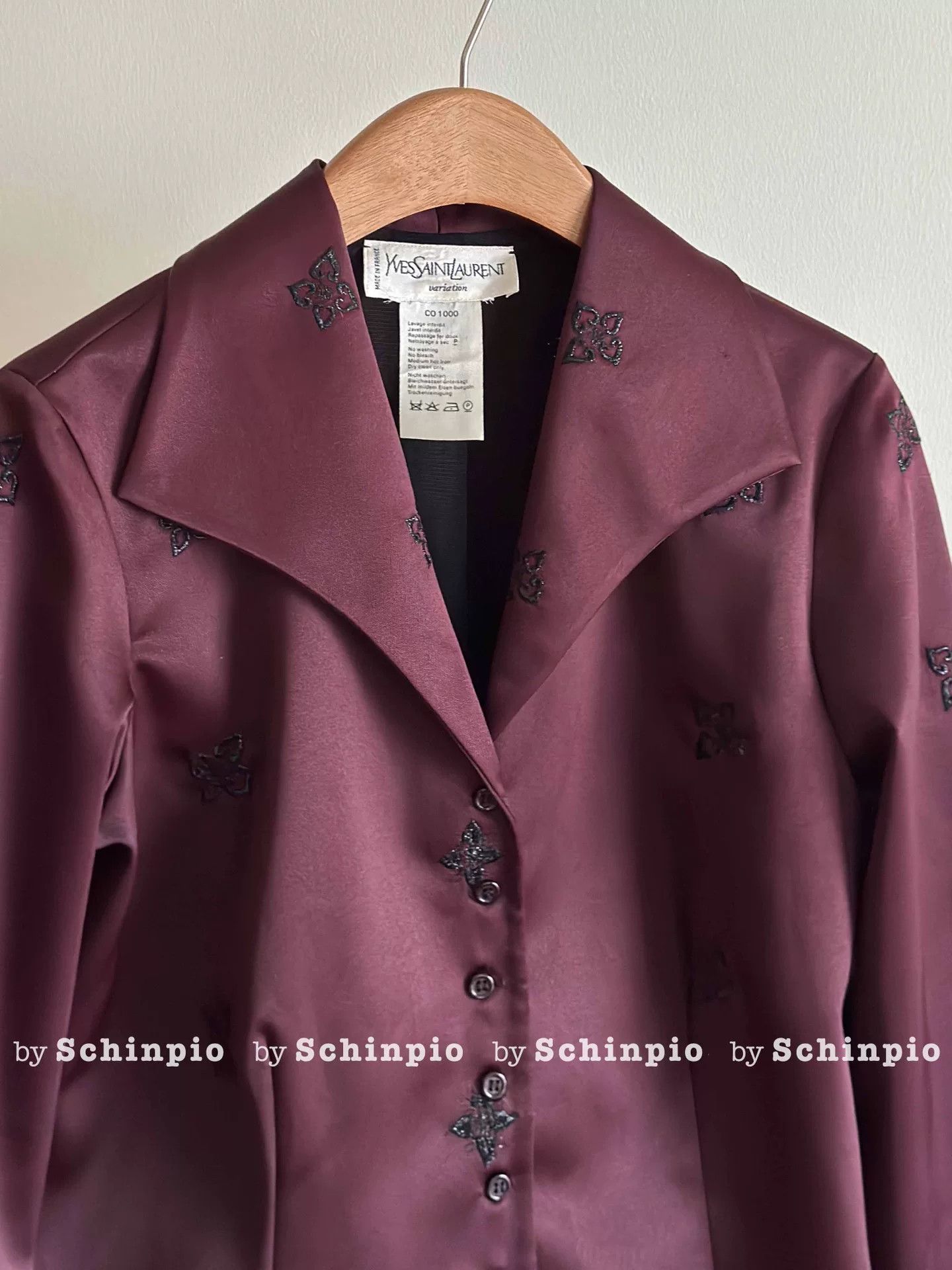 Saint Laurent Paris Yves Saint Laurent Burgundy Cropped Jacket Size S / US 4 / IT 40 - 4 Thumbnail