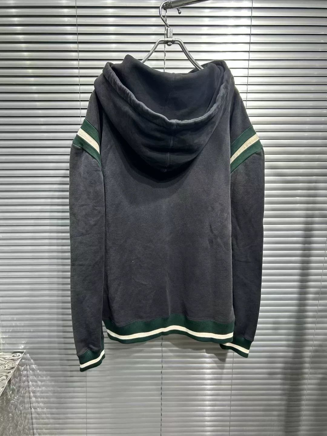 Saint Laurent Paris Saint Laurent Gray Embroidered Striped Hoodie Size US L / EU 52-54 / 3 - 2 Thumbnail