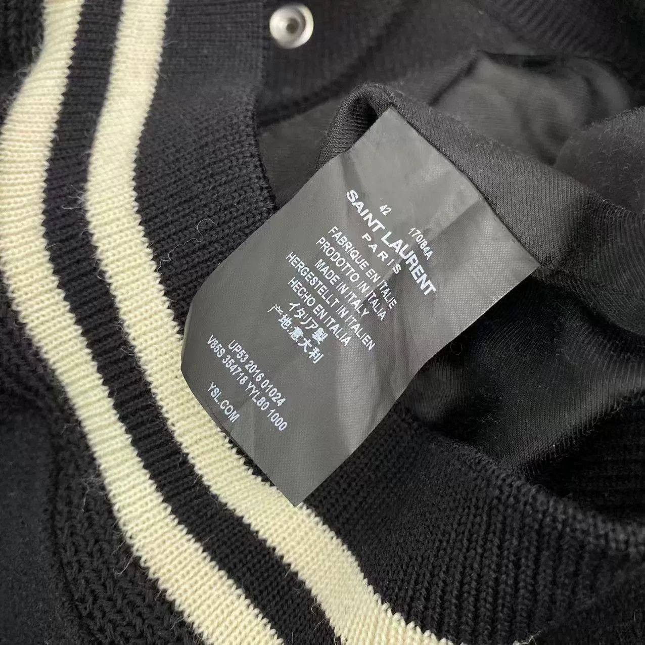Saint Laurent Paris Saint Laurent Wool Striped Baseball Jacket Size US XS / EU 42 / 0 - 3 Thumbnail