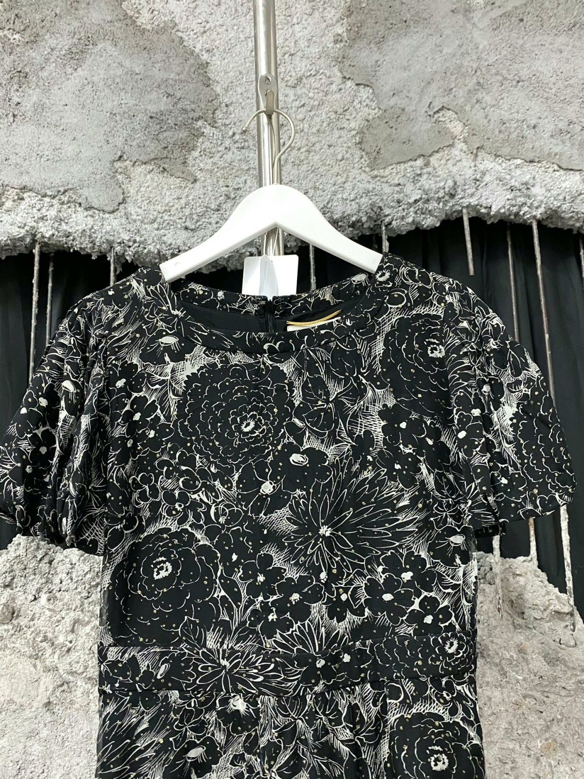 Saint Laurent Paris Saint Laurent SLP Black White Floral Dress Size S / US 4 / IT 40 - 3 Thumbnail
