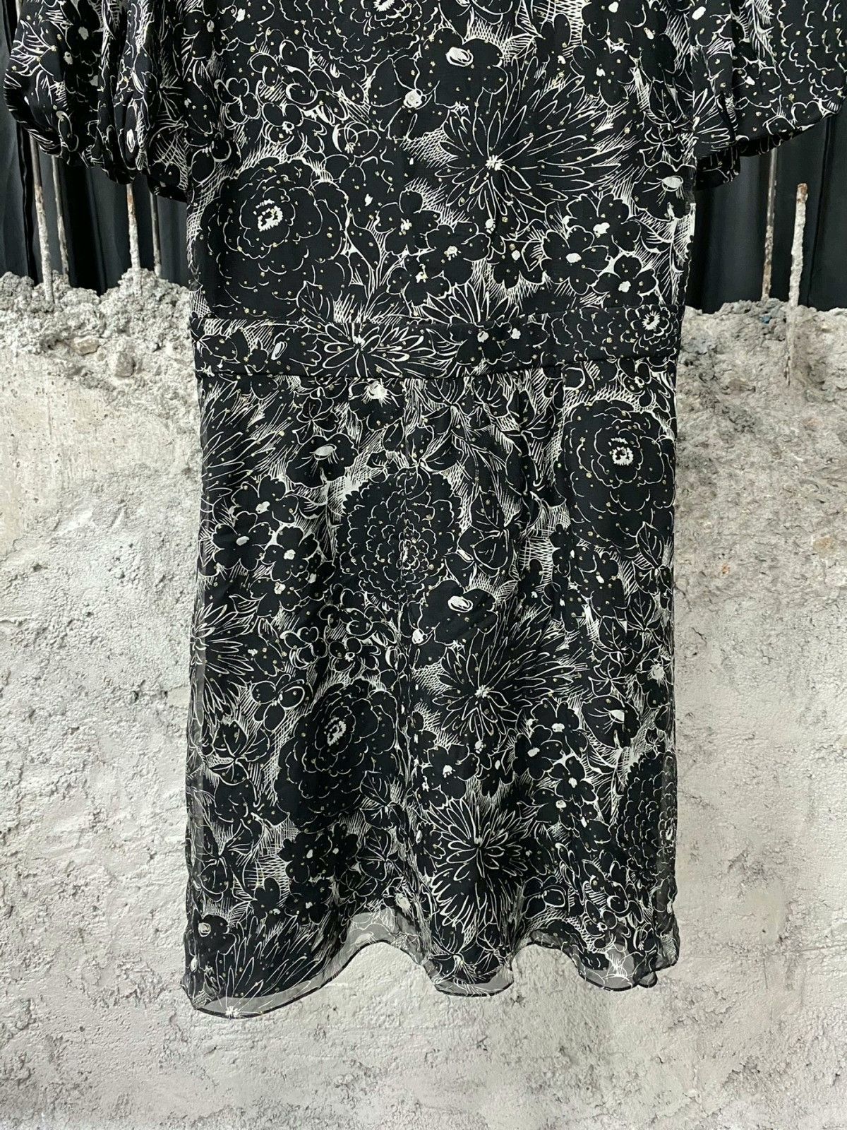 Saint Laurent Paris Saint Laurent SLP Black White Floral Dress Size S / US 4 / IT 40 - 4 Thumbnail
