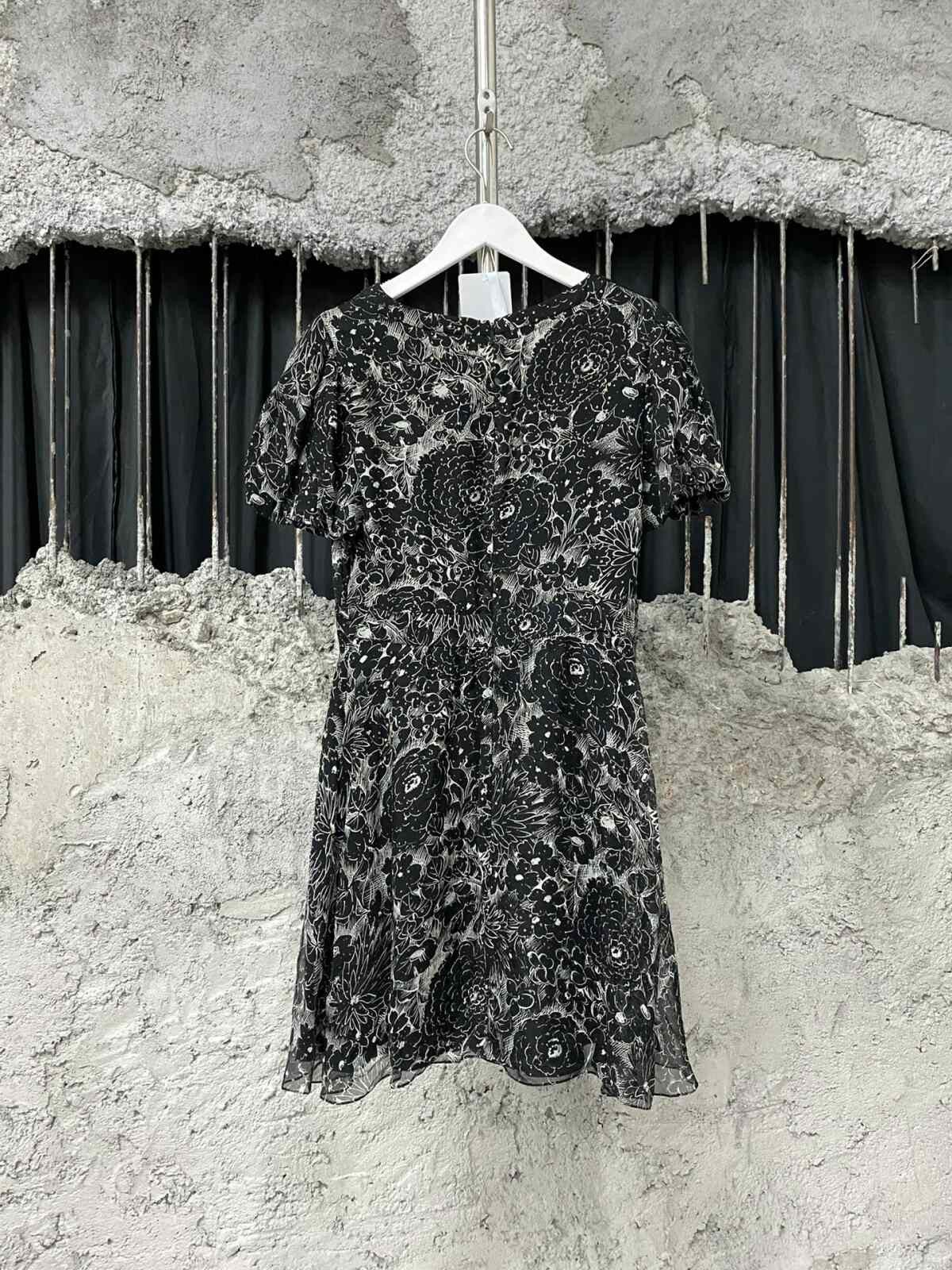 Saint Laurent Paris Saint Laurent SLP Black White Floral Dress Size S / US 4 / IT 40 - 2 Thumbnail
